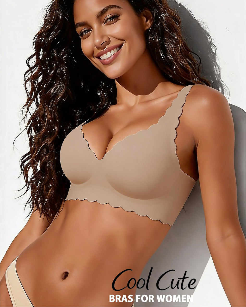 COOL CUTE Jelly Bras for Women Wireless Comfort Bralette for Women Seamless Everyday Bra Soft Support Invisible T-Shirt Bra Nude