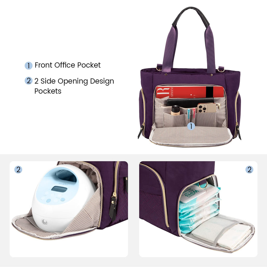 LOVEVOOK Breast Pump Bag, Diaper Bag Tote 3Pcs Set, Work Bag for Breastfeeding Mom with 15" Laptop Pocket, Cooler Bag & Changing Pad Fit Most Breast Pumps Like Spectra S1/S2, Medela, Rainyb, Elvie