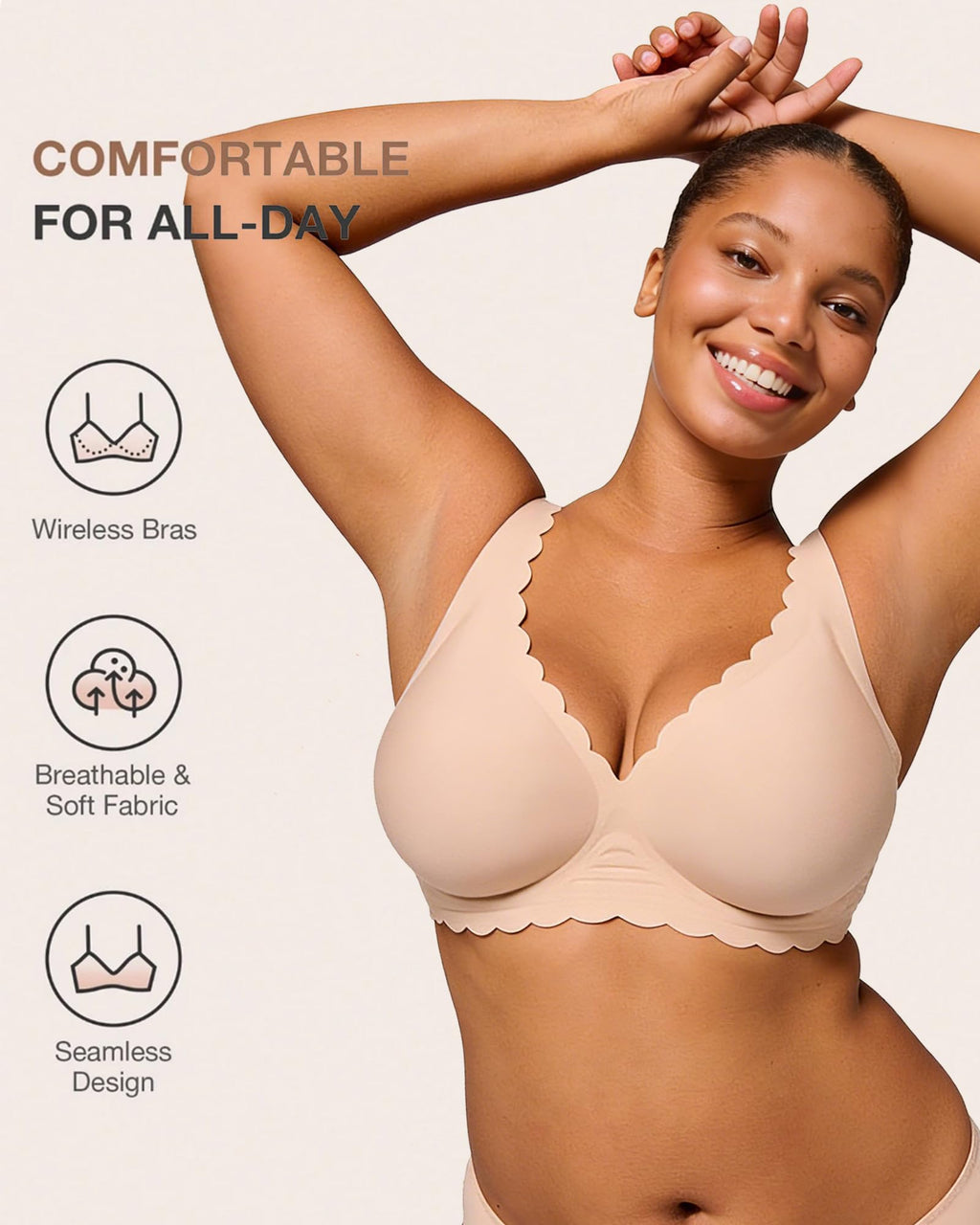 COOL CUTE Jelly Bras for Women Wireless Comfort Bralette for Women Seamless Everyday Bra Soft Support Invisible T-Shirt Bra Nude