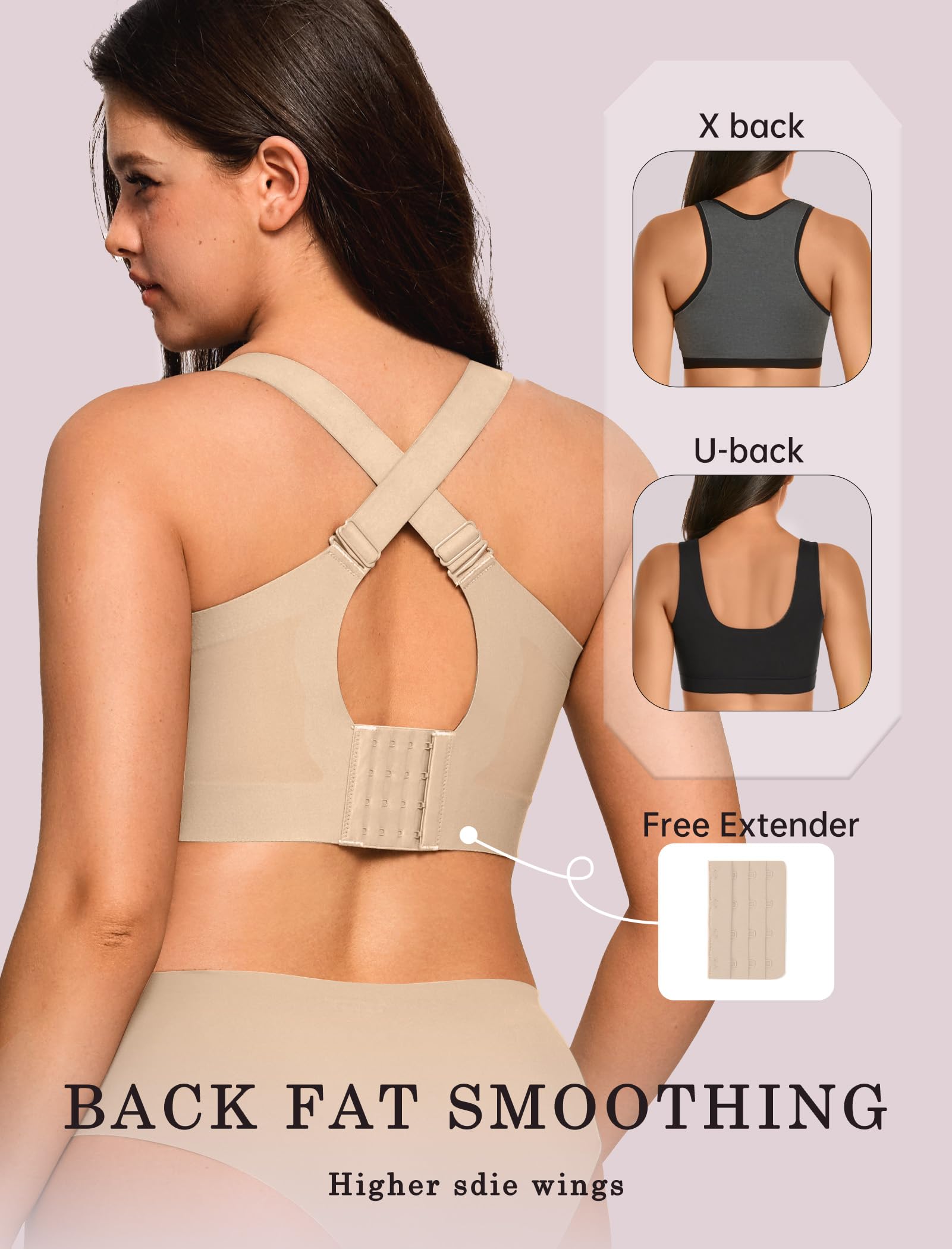 OEAK Womens Wireless Jelly Bra Plus Size Supportive Seamless Bras Full Coverage Push Up Comfortable No Underwire Tshirt Bras Creamy Beige L