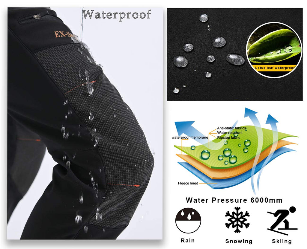 Postropaky Womens Outdoor Snow Ski Pants Waterproof Hiking Insulated Softshell Pants Snowboard Zipper Bottom Leg(313Grey6R)