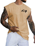 WDIRARA Men's Letter Floral Graphic Tank Top Crew Neck Sleeveless Summer T Shirts Apricot XX-Large
