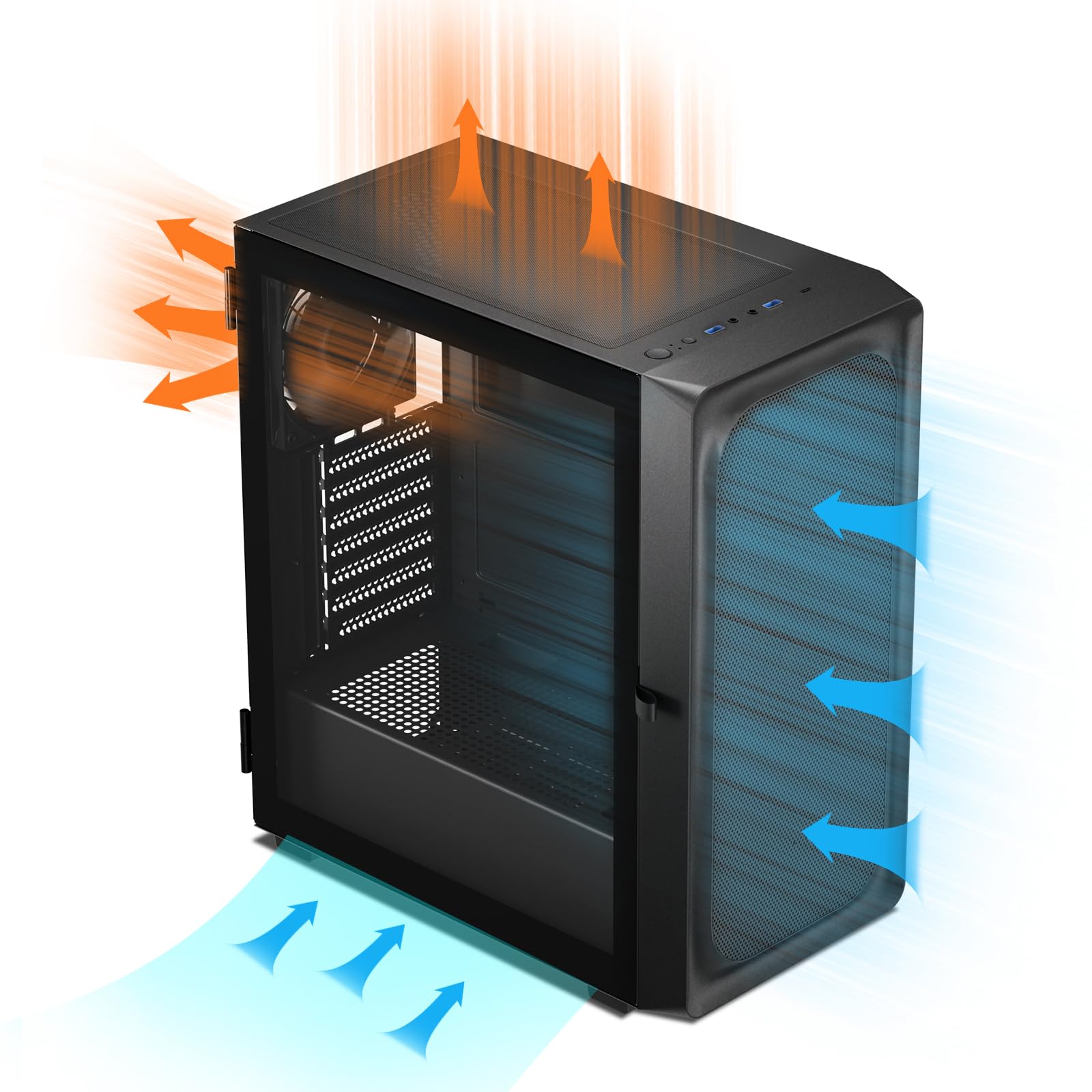DARKROCK EC2 Black ATX Mid Tower PC Case, Type-C Ready, Supports 50 Series Graphics Cards, Tempered Glass Side Panel, up to 8 x 120mm Cooling Fans & 1 x 360mm Radiator, 1 x Pre-Installed Fan
