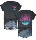 OCURHU Beach Shirts for Women Retro Sunset Palm Tree Graphic Tee Loose Casual Summer Beach Party Blouse Dark Grey XL
