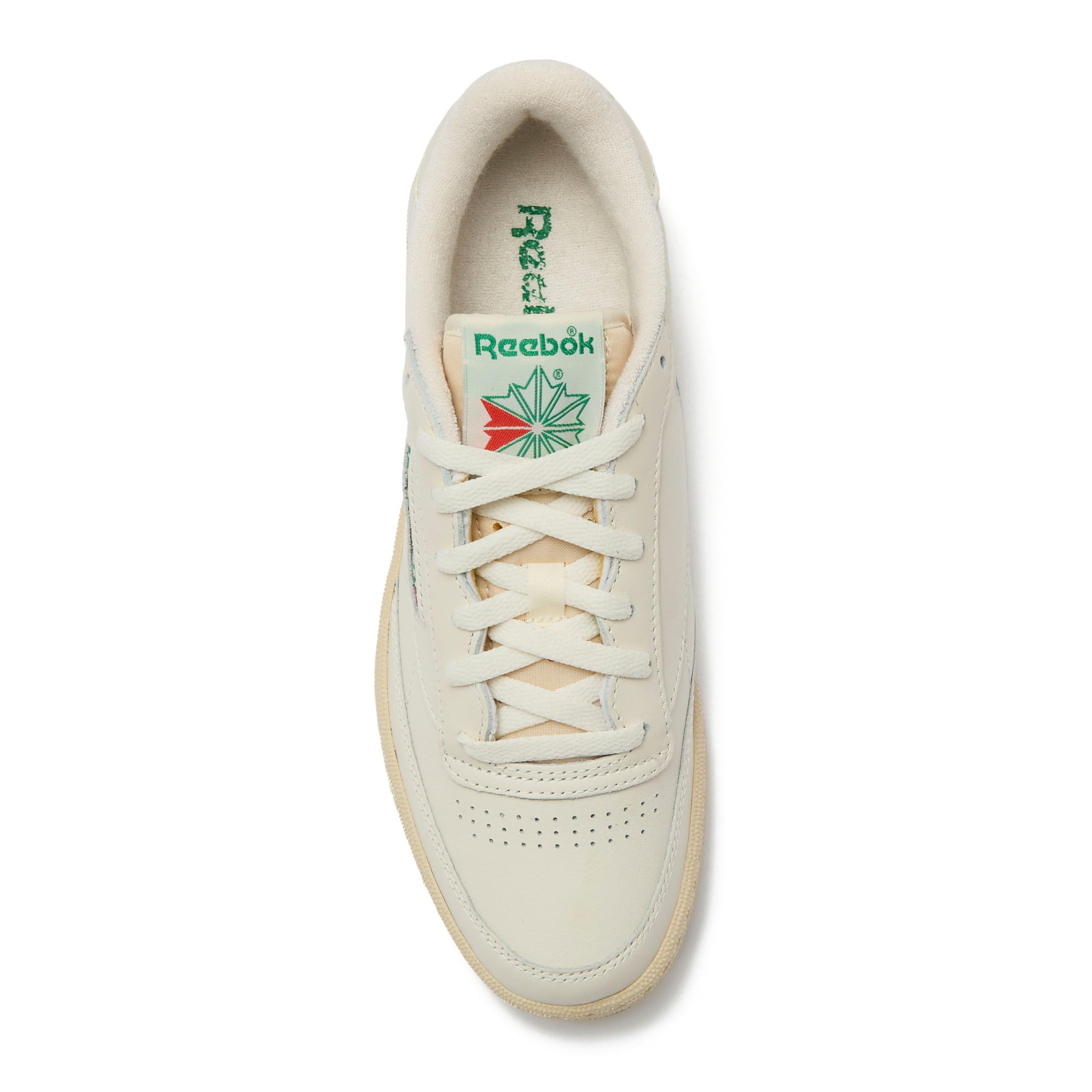 Reebok Club C Vintage Tennis Sneakers for Men, Casual White Mens Shoes, Size 7 to 15, Top-Chalk/Paperwhite/Glen Green, 9.5