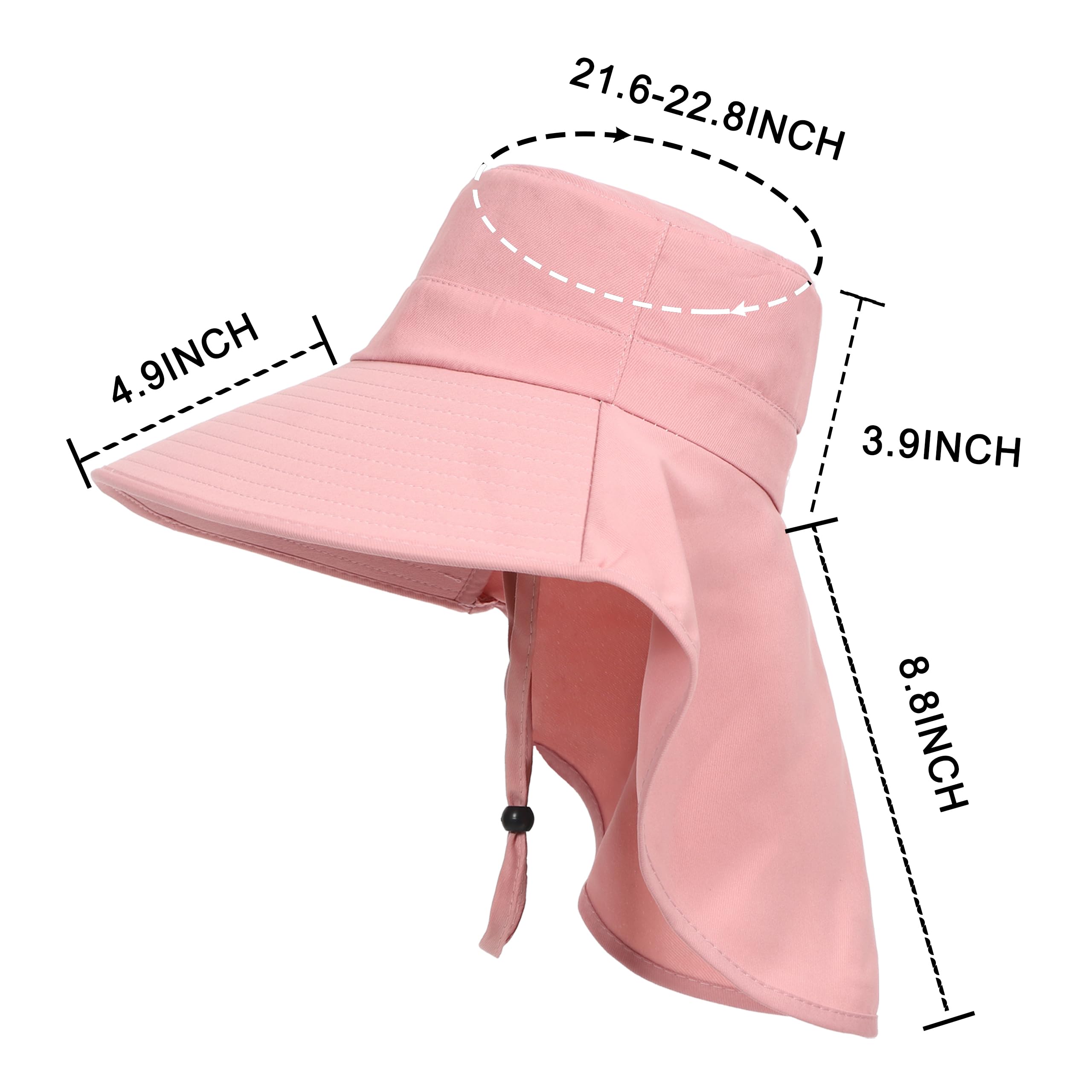 LA CARRIE Women Sun Hats Breathable Wide Brim UV Protection UPF 50+ with Neck Flap Hat for Summer Beach(Pink)