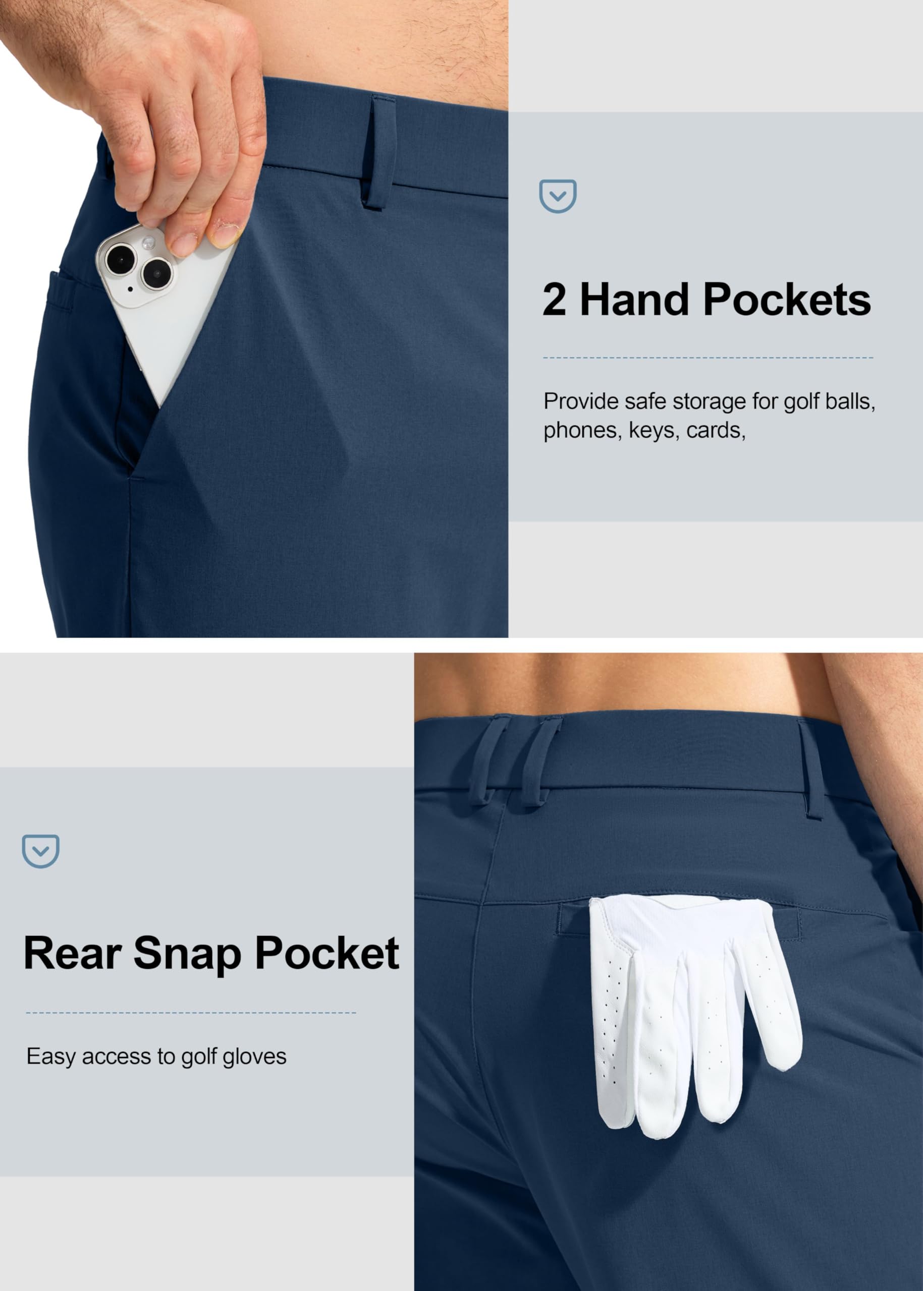 Pudolla Men's Golf Pants Stretch Work Pants for Men Dress Comfy Pants 30 Lightweight Quick Dry Casual Trousers(Navy 30Wx30L)