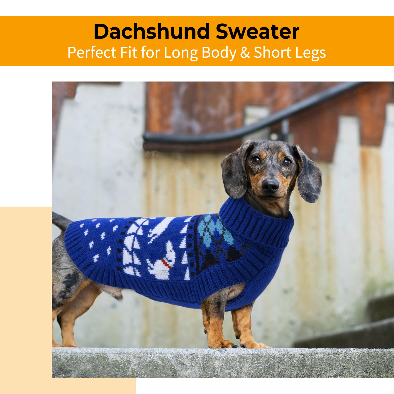 Lelepet Dachshund Sweater, Turtleneck Dog Sweaters for Small Dogs, Warm Pullover Knitted Pet Coat, Cold Weather Dachshund Clothes, Fall/Winter Cozy Outfit (XS-XL)