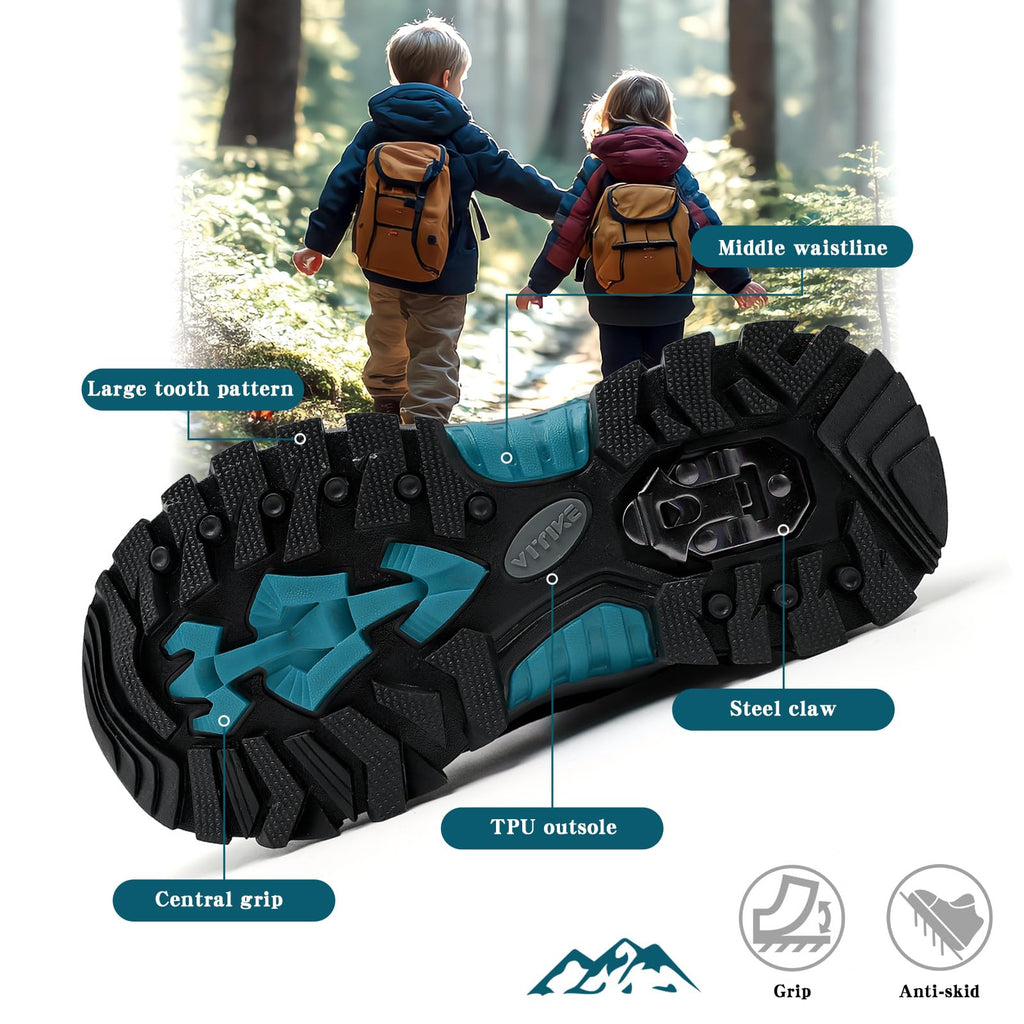 Littleplum Boys Snow Boots Winter Warm Booties Antiskid Hiking Outdoor Shoes Ankle Boots for Kids Yellow Size 8 Big Kid
