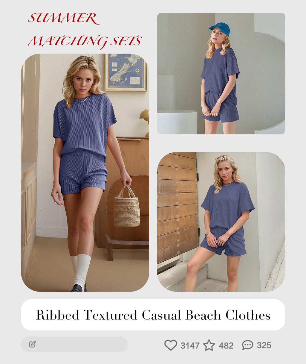MARZXIN Women Two Piece Set with Vertical Stripes, Daily Wear Vacation Travel Airport Outings Pocket Cruise Outfits Loungewear to Street Comfy Postpartum maternity Lounge Sets Navy Blue M