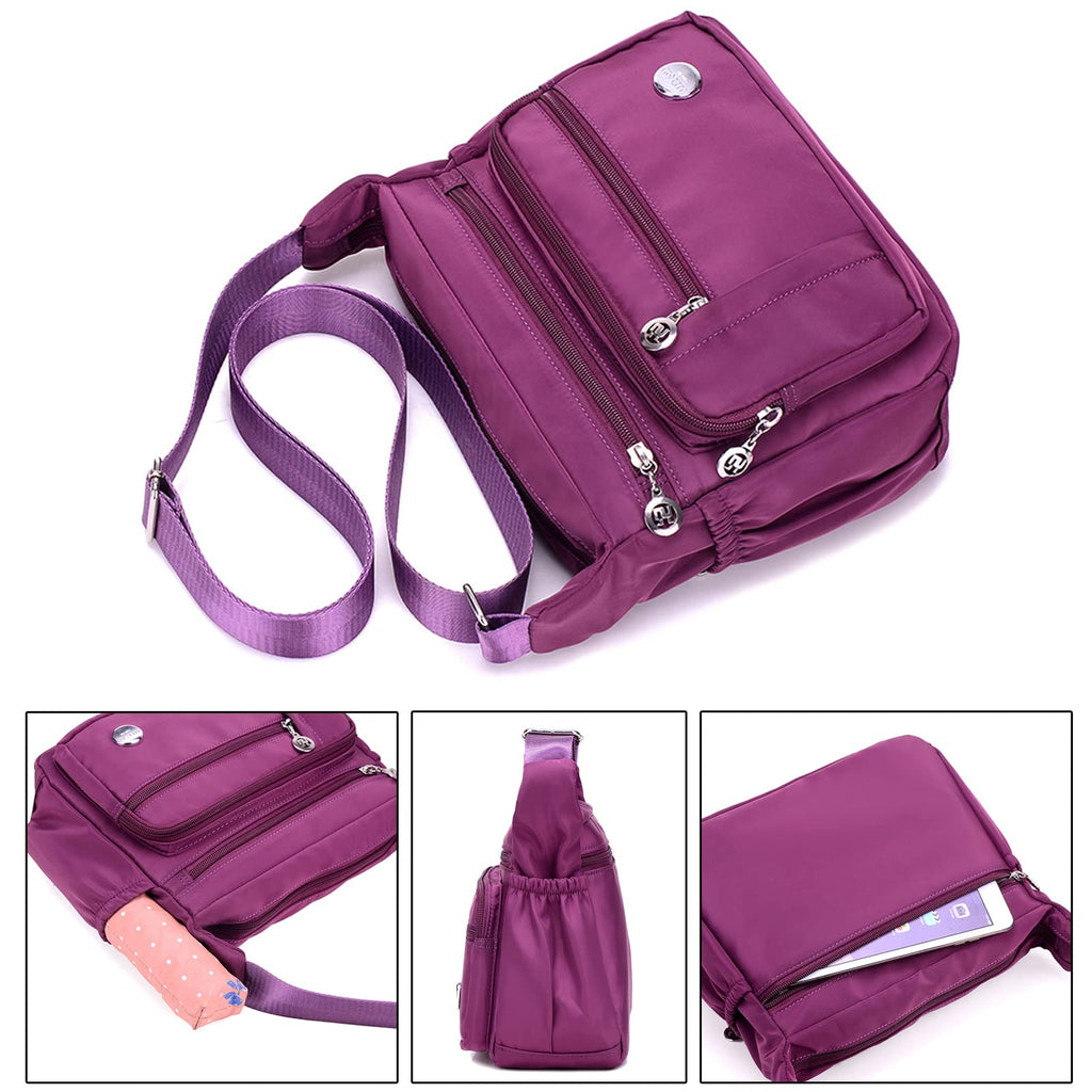 Blostirno Women's Crossbody Bag Nylon Waterproof Shoulder Handbags Purses Travel Bags with Muitipockets Black L