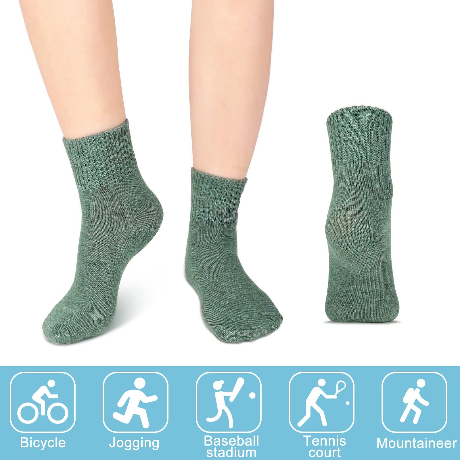Eurzom 10 Pairs Socks Womens Crew Elastic Ankle Length Cotton Socks Aesthetic Cute Lightweight Low Cut Gifts for Women(Smile)