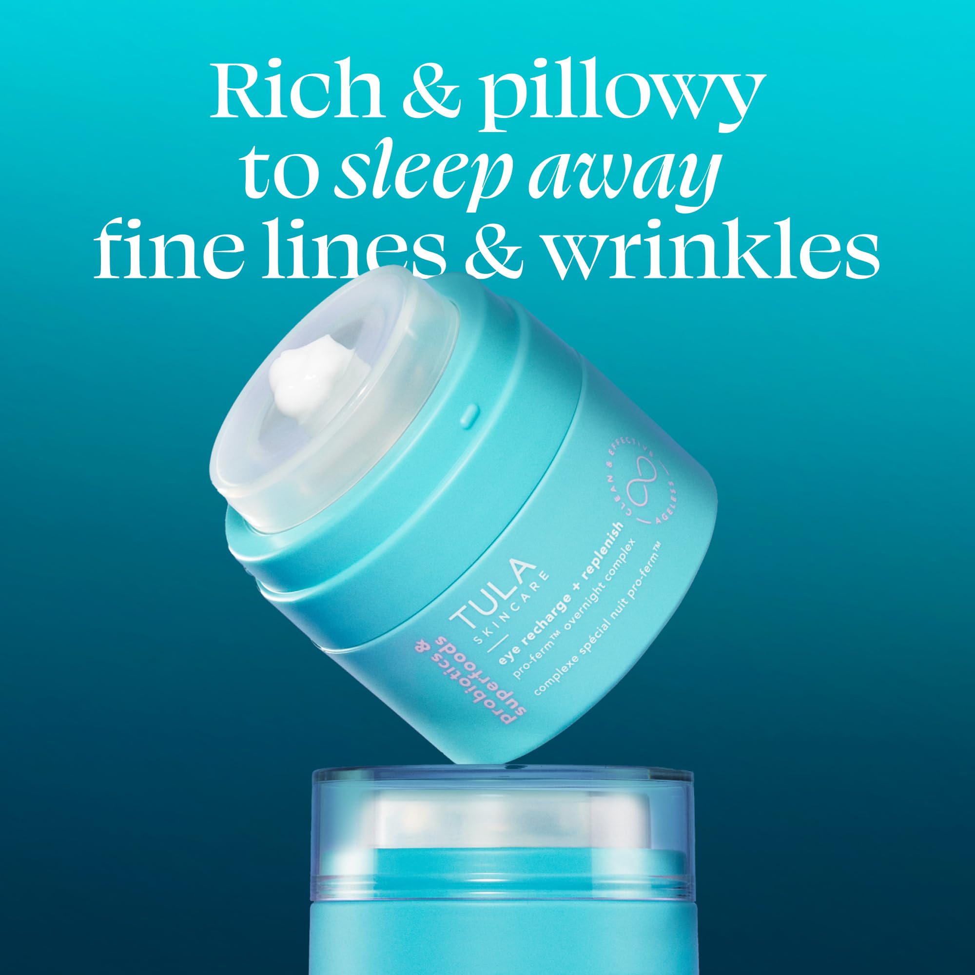 TULA Skin Care Eye Recharge + Replenish - Pro-Ferm Overnight Eye Cream with Retinal, Protects & Intensely Hydrates, Minimizes the look of Fine Lines & Wrinkles, 0.5 Fl. oz.