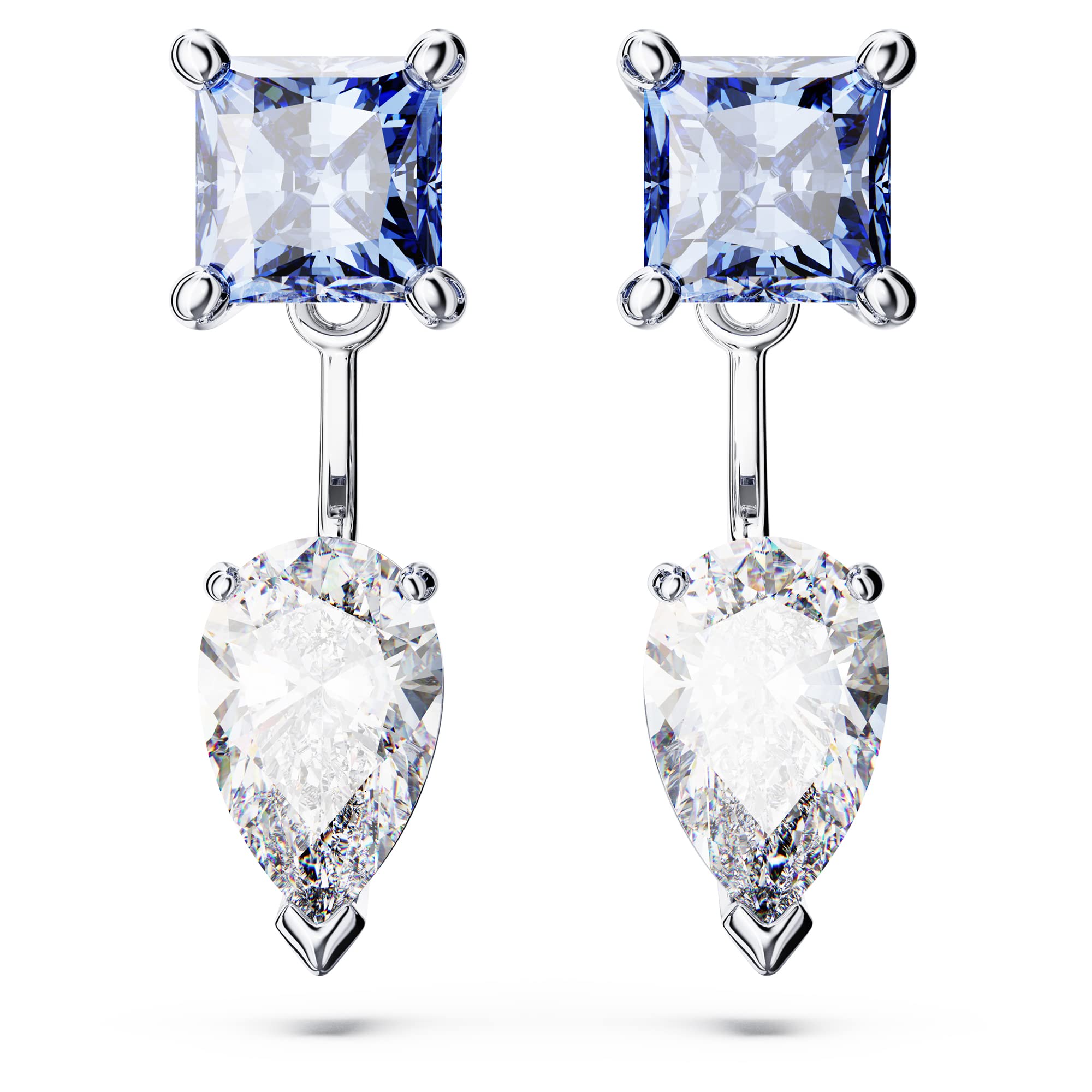 Swarovski Mesmera Earring Jackets, Blue and Clear Mixed-Cut Stones in a Rhodium Finished Setting, Part of the Swarovski Mesmera Collection