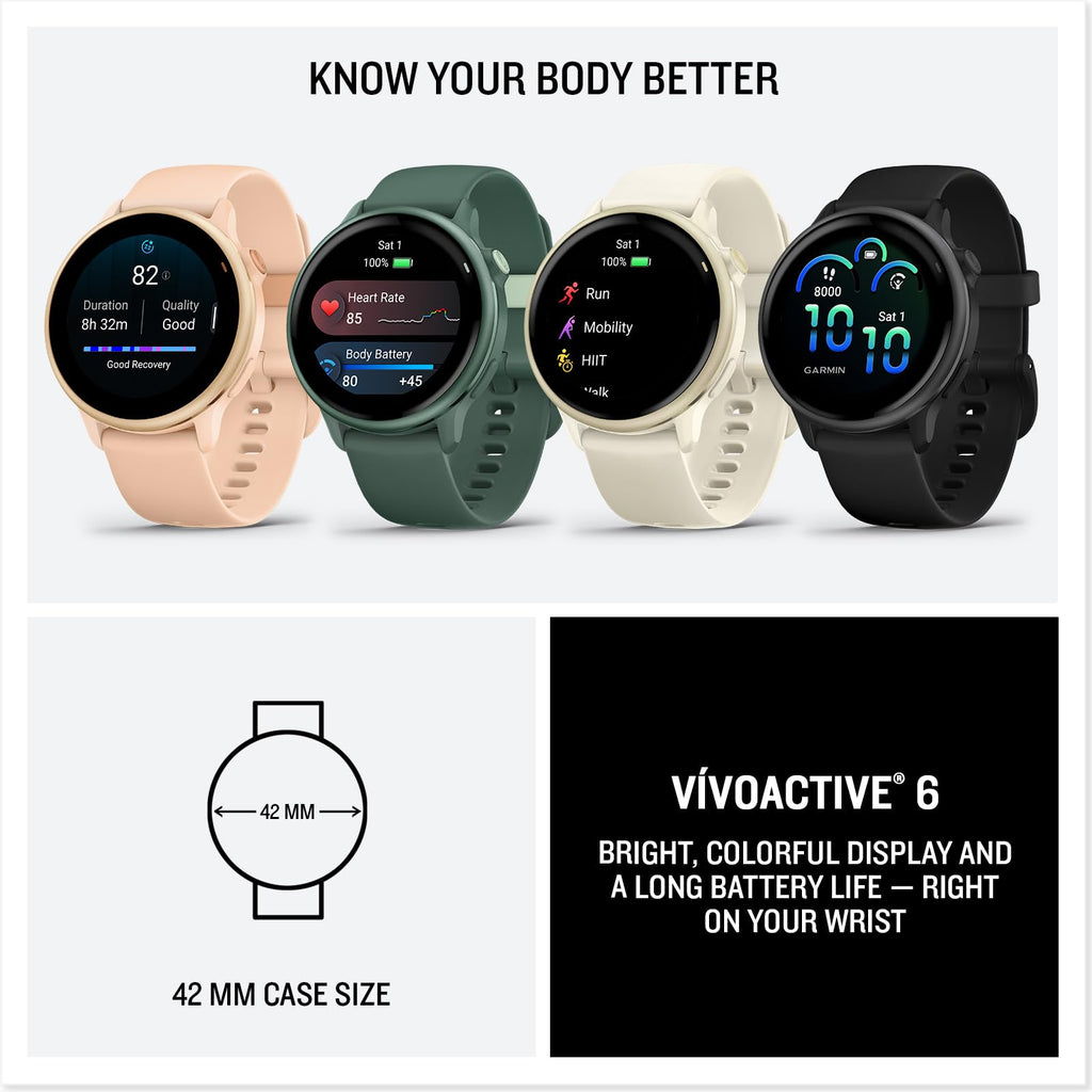 Garmin vívoactive® 6, Health and Fitness GPS Smartwatch, AMOLED Display, Up to 11 Days of Battery, Slate with Black Band