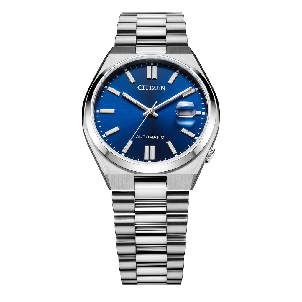 Citizen Men's Automatic Tsuyosa Sport Luxury Watch, Silver-Tone Stainless Steel, Blue Dial, 3 Hand with Date, 42 Hour Power Reserve (Model:NJ0150-56L)