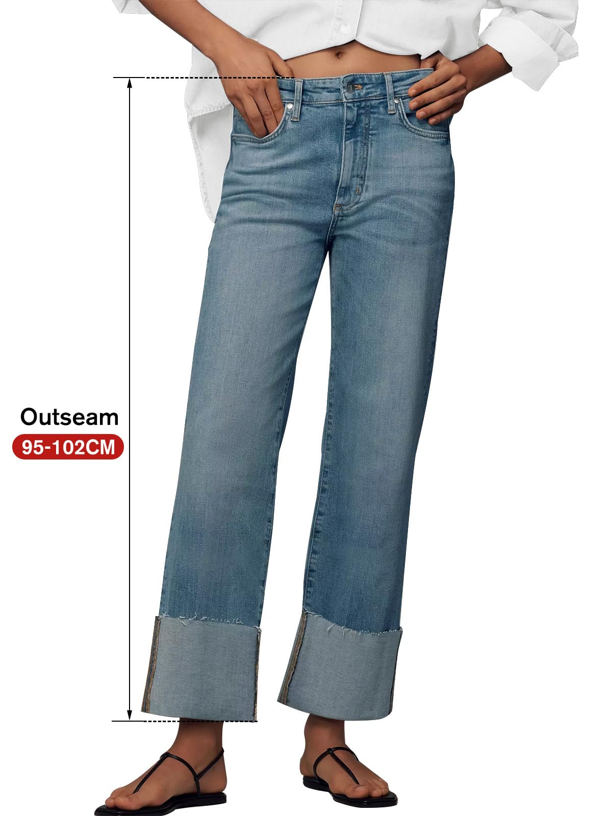 KUNMI Jeans for Women Wide Leg Baggy High Waist Boyfriends Straight Leg Stretchy Denim Pants Trendy Fall 2026 Myosotis 4
