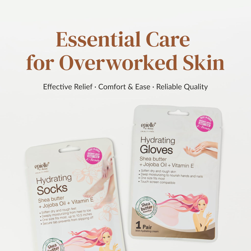 Epielle Hydrating Foot Mask 6 Pairs, Relieve and Soften with Shea Butter & Jojoba Oil, Deep Moisturizing Socks for Dry, Cracked Feet, Self Care Gifts for Women, Spa Kit, Mothers Day Gifts