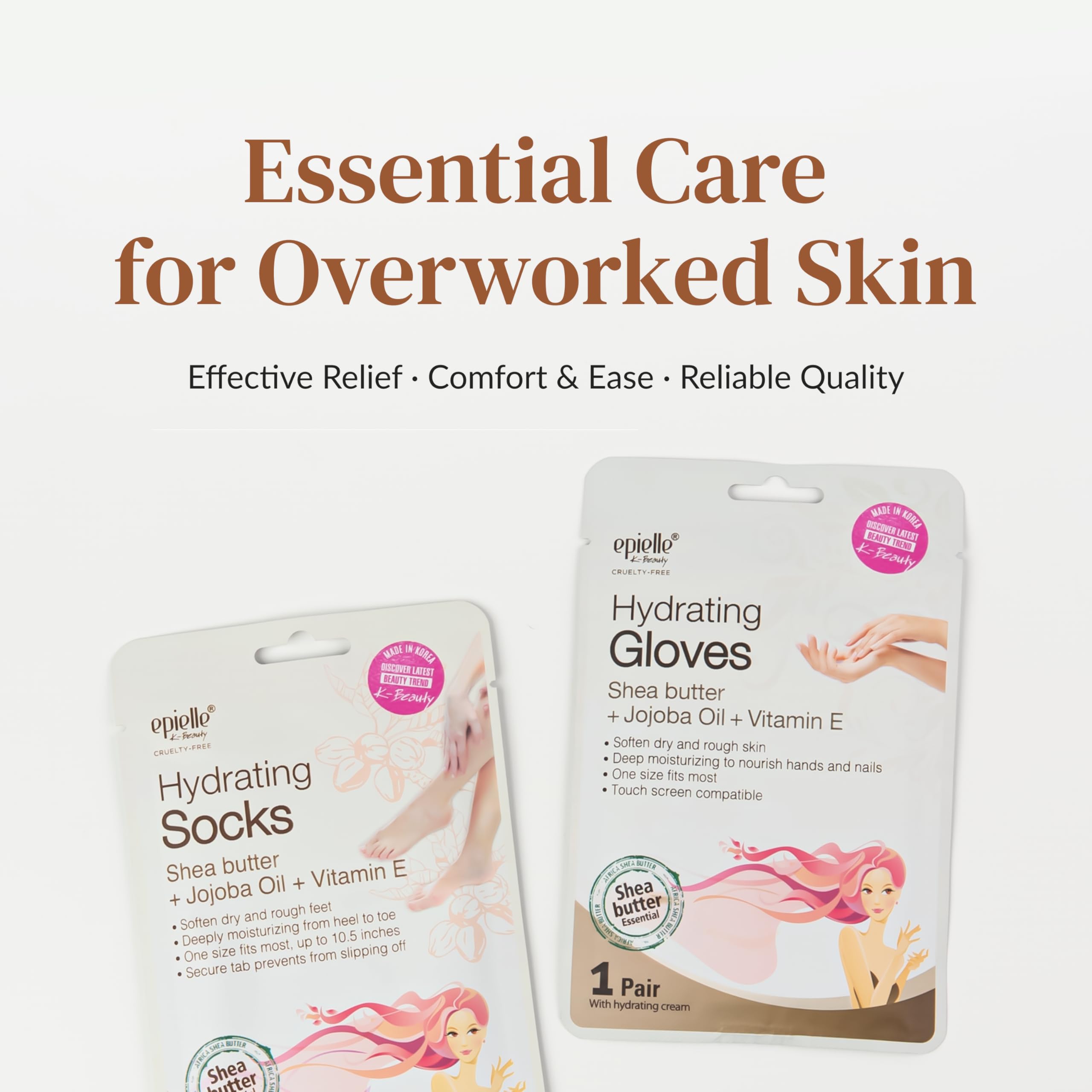 Epielle Hydrating Foot Mask 6 Pairs, Relieve and Soften with Shea Butter & Jojoba Oil, Deep Moisturizing Socks for Dry, Cracked Feet, Self Care Gifts for Women, Spa Kit, Mothers Day Gifts