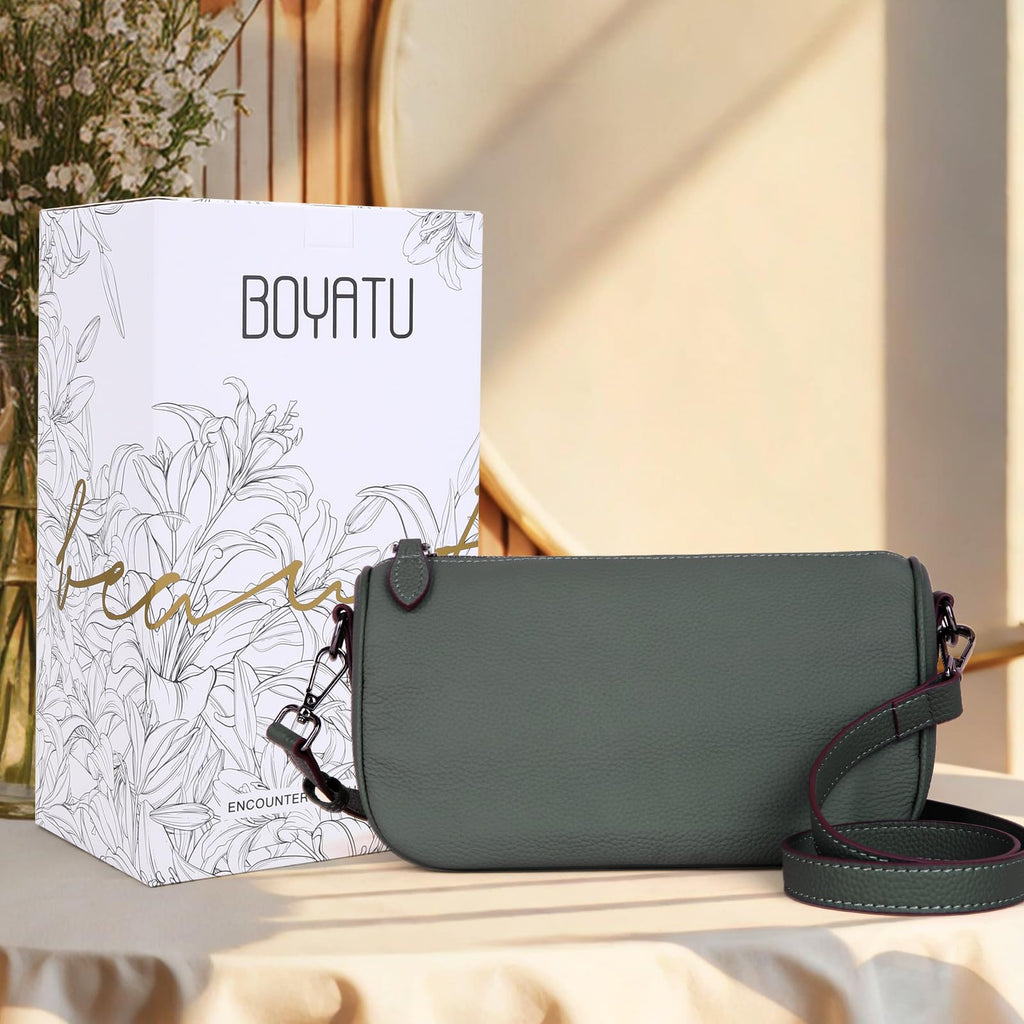 Leather Purse Crossbody Bag for Women: Genuine Leather Boho Purses for Women Trendy - Small Shoulder Cross Body Bag (03 Togo Dark Grey)