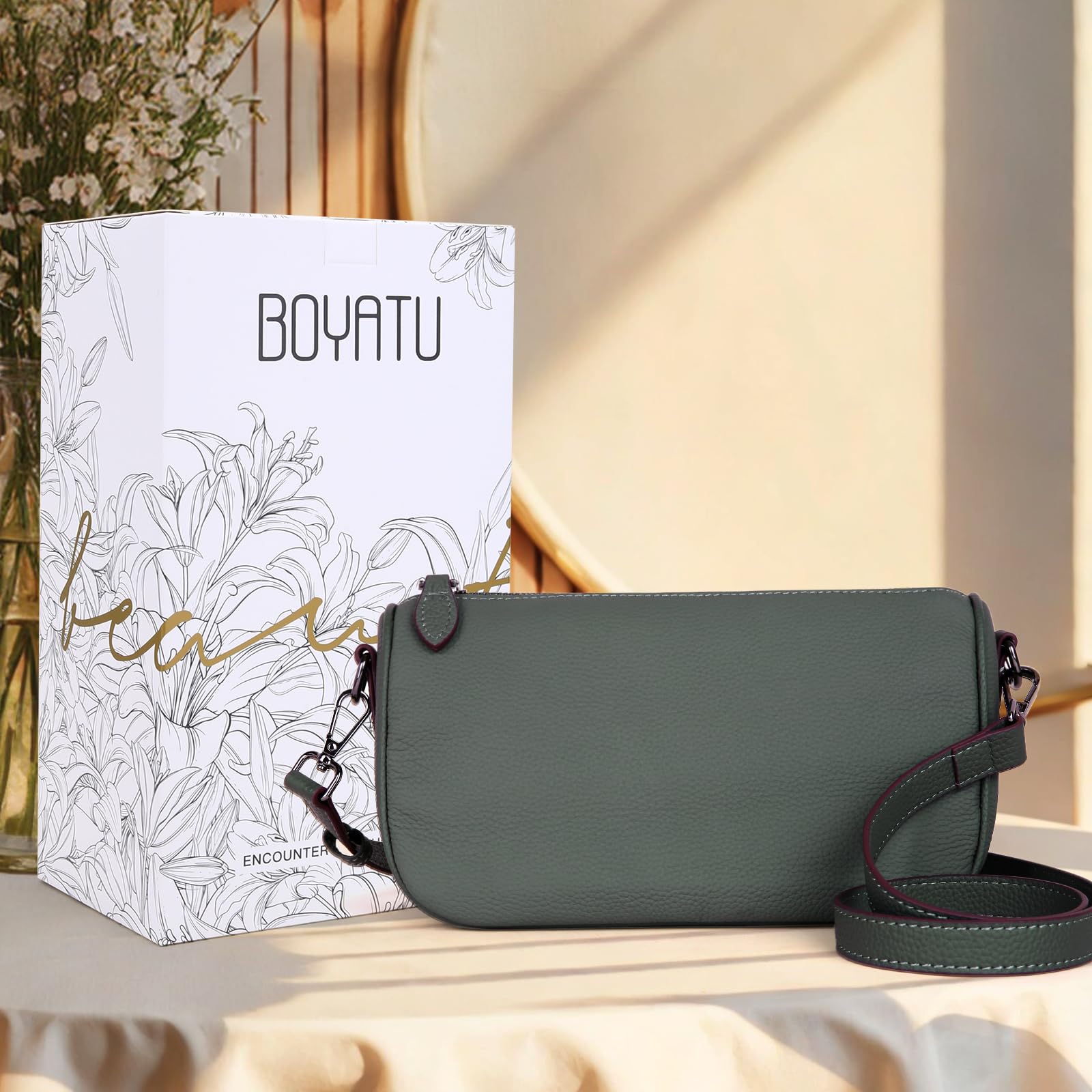 Leather Purse Crossbody Bag for Women: Genuine Leather Boho Purses for Women Trendy - Small Shoulder Cross Body Bag (03 Togo Dark Grey)