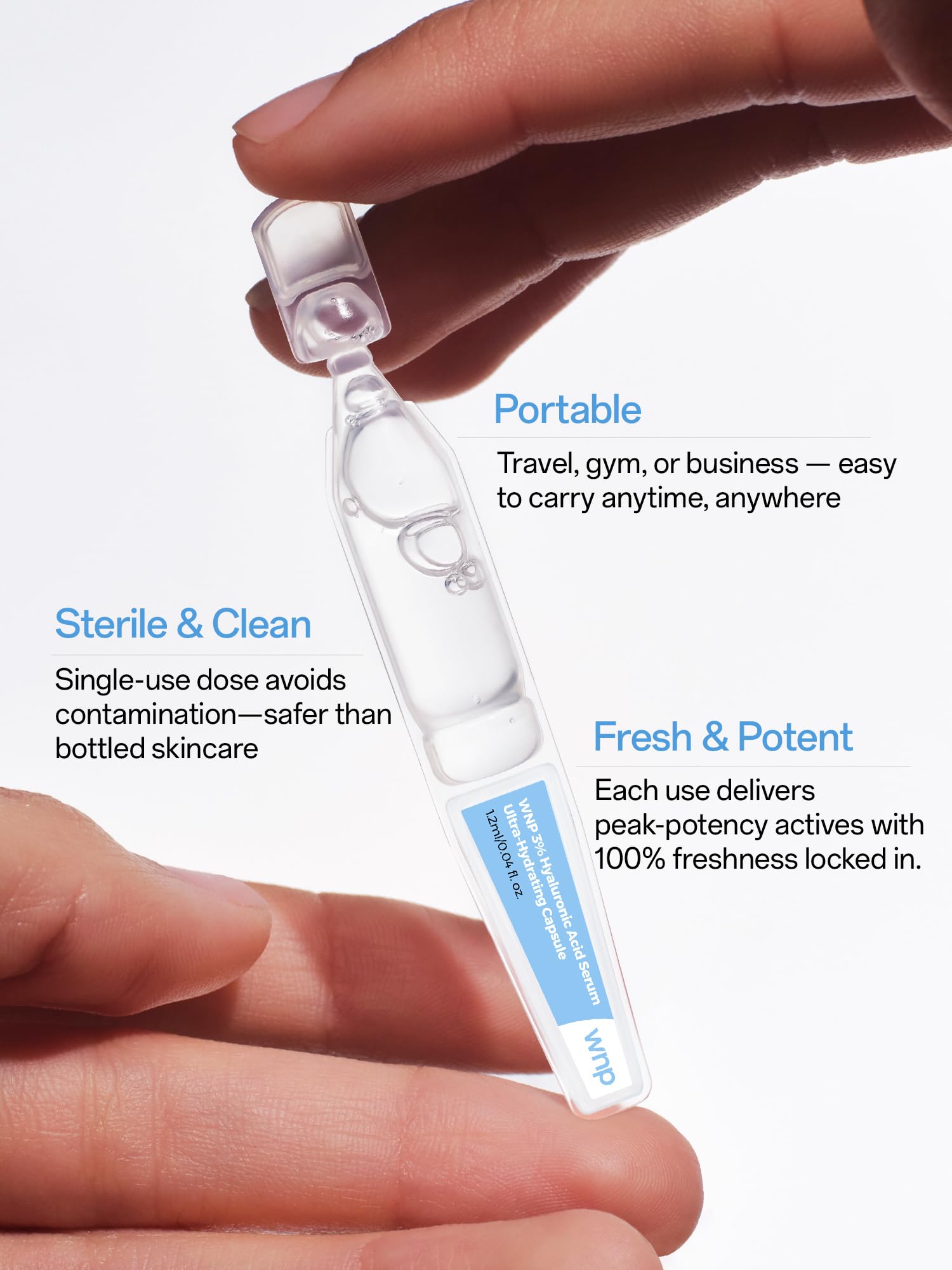 WNP Hyaluronic Acid Serum 3% for Face with 4D Multi-Layer Hydration | Ultra Hydrating Anti-Aging Serum | Moisturizer for Dry & Sensitive Skin | Pre-Makeup Skincare | Single-Use Vials 30PCS