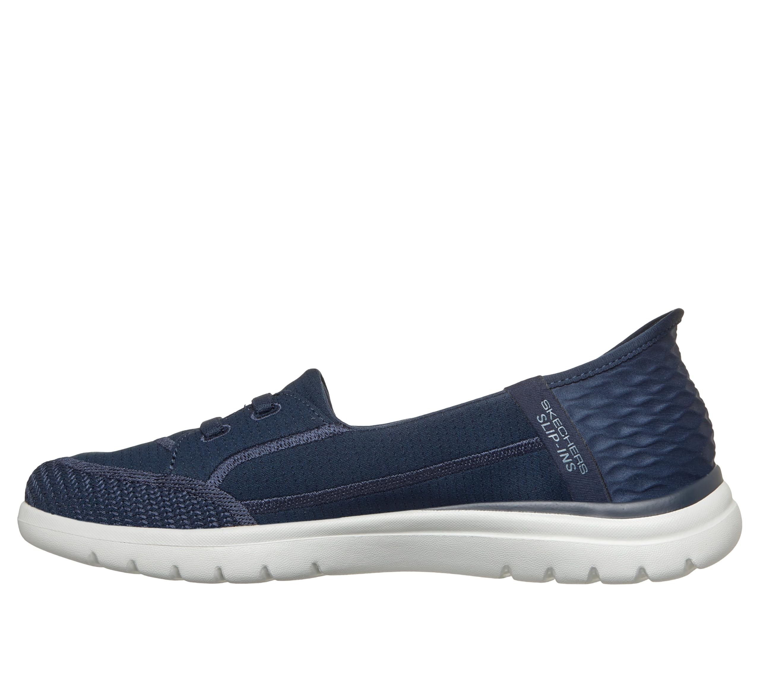 Skechers Women's Slip-ins: On-The-Go Flex - Top Notch Loafer Flat, Navy/Gray, 8