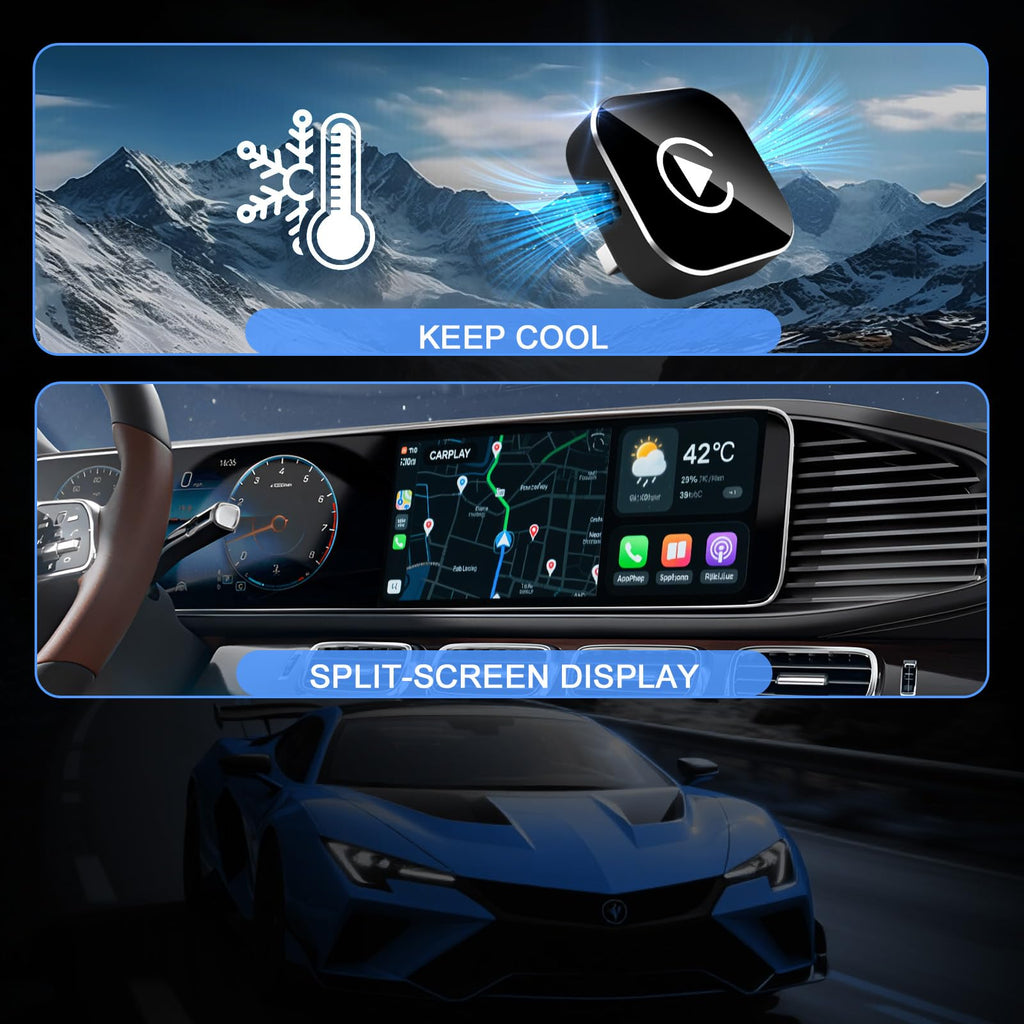 Wireless CarPlay Adapter, 2026 Upgraded Wired to Wireless for Apple CarPlay & Android Auto, Mini USB Design Car Play Adapter with Type-C Extension, Plug and Play, Stable Connection & No Latency
