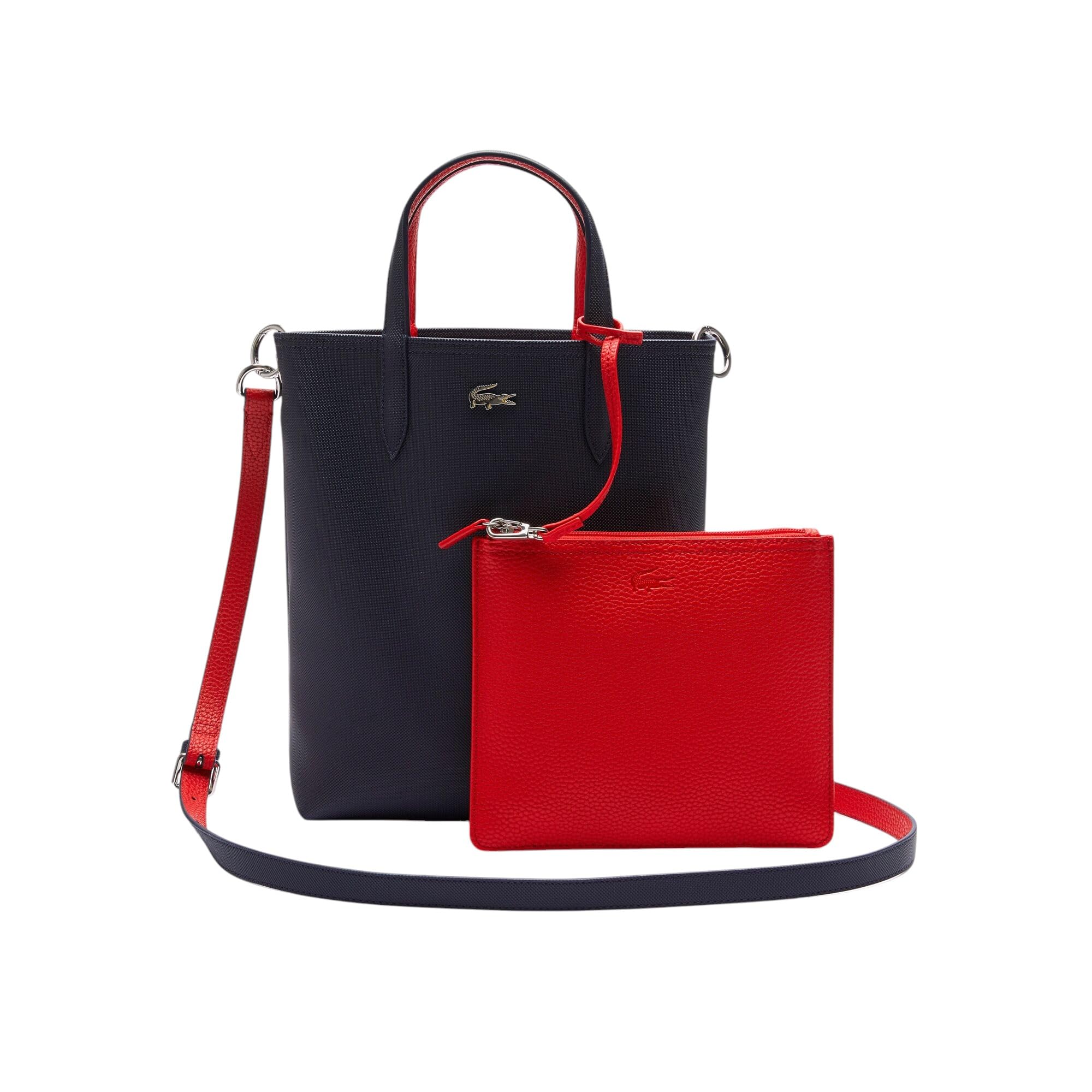 Lacoste Womens Anna Vertical Tote Bag, Forest Green/Navy Blue/Aconit/White, One Size