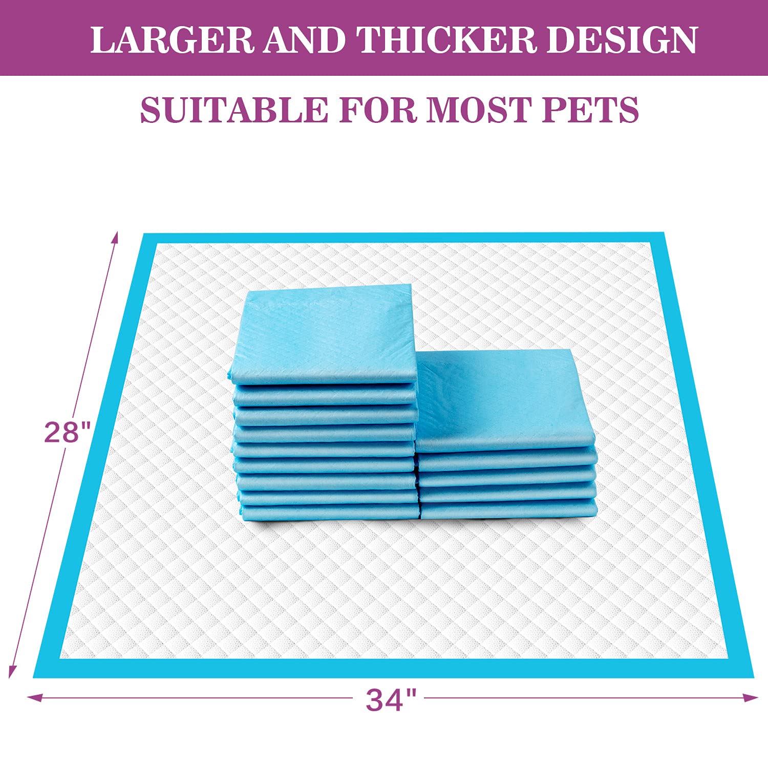 IMMCUTE Dog Pee Pads Extra Large 28"x34", X-Large Training Puppy Pee Pads Super Absorbent & Leak-Proof, XL Disposable Pet Piddle Pad and Potty Pads for Dogs, Puppies, Doggie (XLarge:28"*34"-40 Ct)