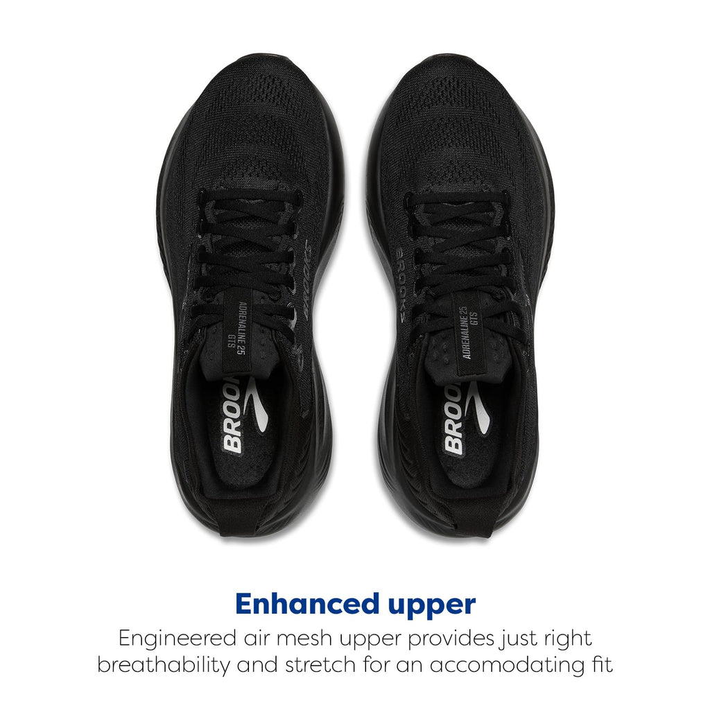 Brooks Men’s Adrenaline GTS 25 Supportive Running & Walking Shoe - Black/Black/Ebony - 11.5 Wide