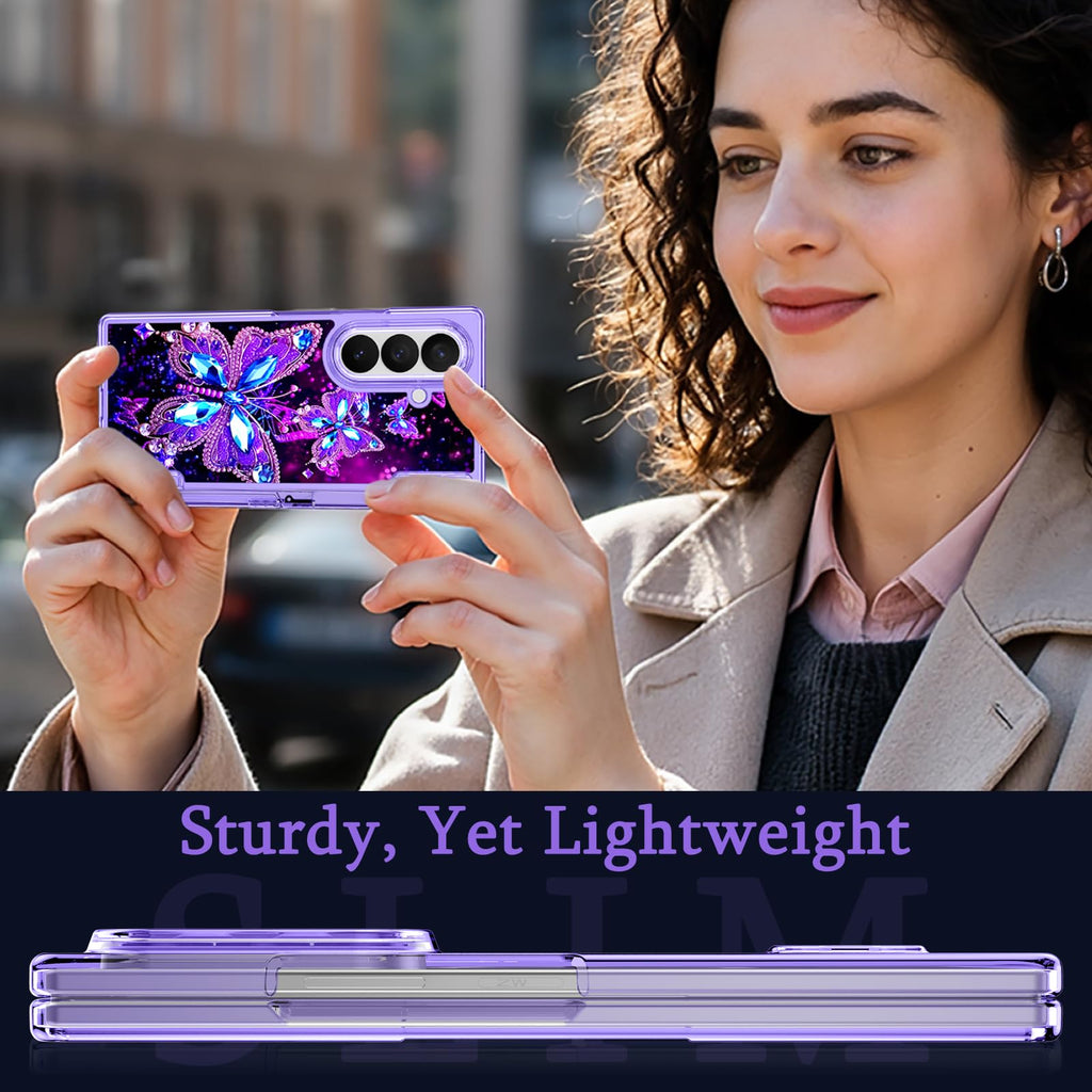 Miqala for Galaxy Z Fold 8 Ultra Case,[Glow in The Dark][Compatible with Magsafe][Hidden Stand][Built-in Screen Protector][Hinge Protection] Slim Case for Samsung Galaxy Z Fold 8 Ultra,Butterfly