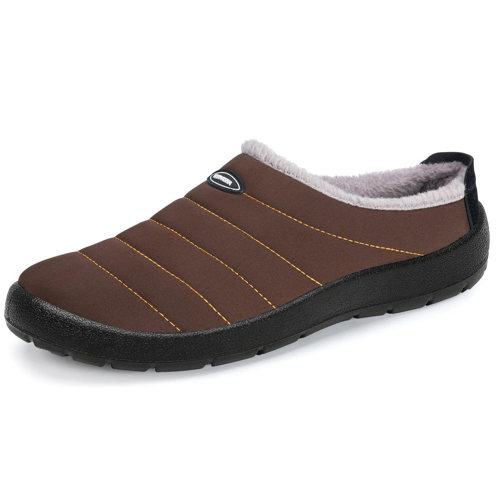 Mishansha Mens Womens House Slippers Warm Fur Lined Winter House Shoes Slip on Cozy Indoor Outdoor Slipper Brown Size 9.5 Women/7.5 Men