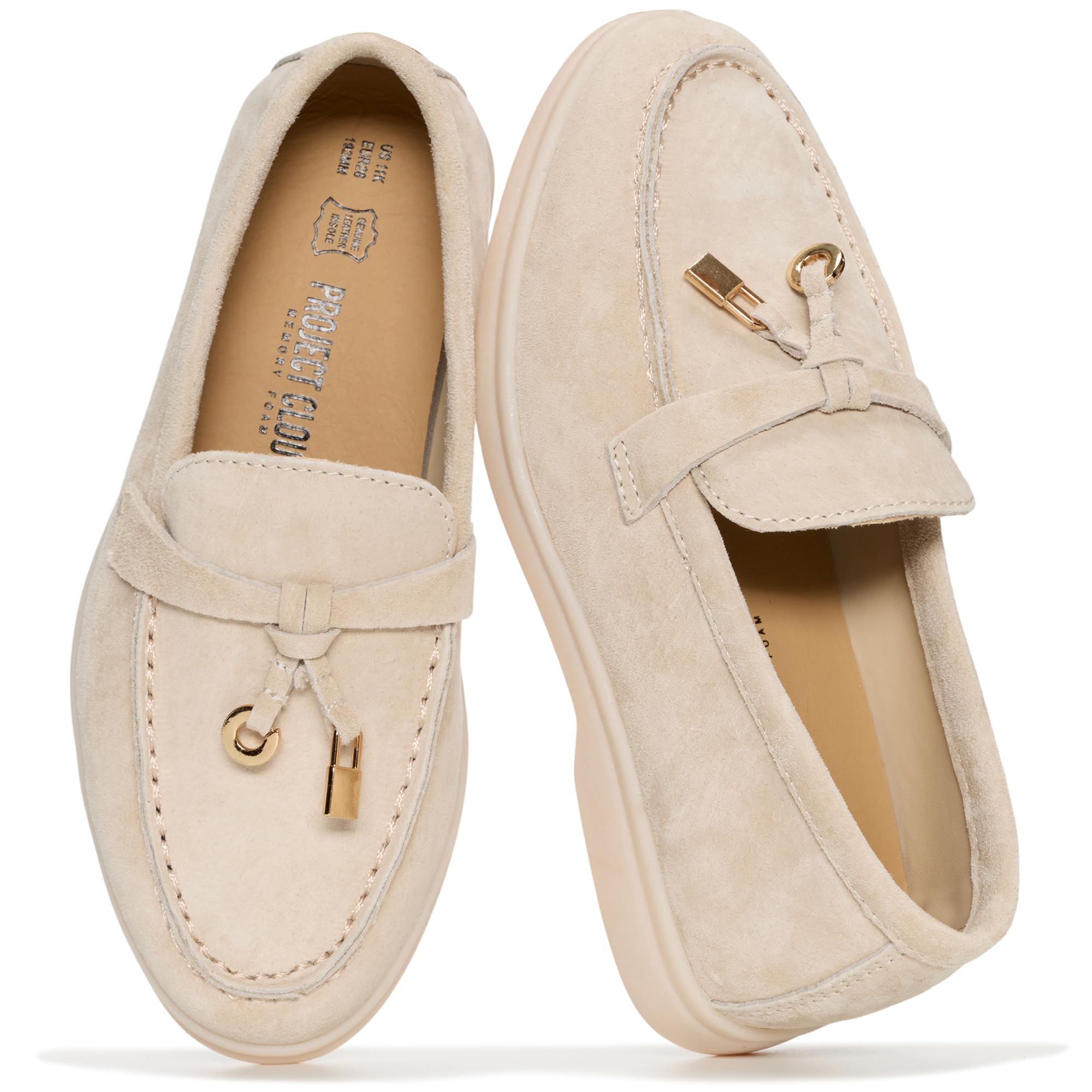 Project Cloud Girls Loafers 100% Genuine Leather Kids Shoes - Lightweight & Slip Resistant Girls Dress Shoes - Memory Foam Insole Girls Shoes Loafers (Little_IRIS,LTSANDSDE,13)
