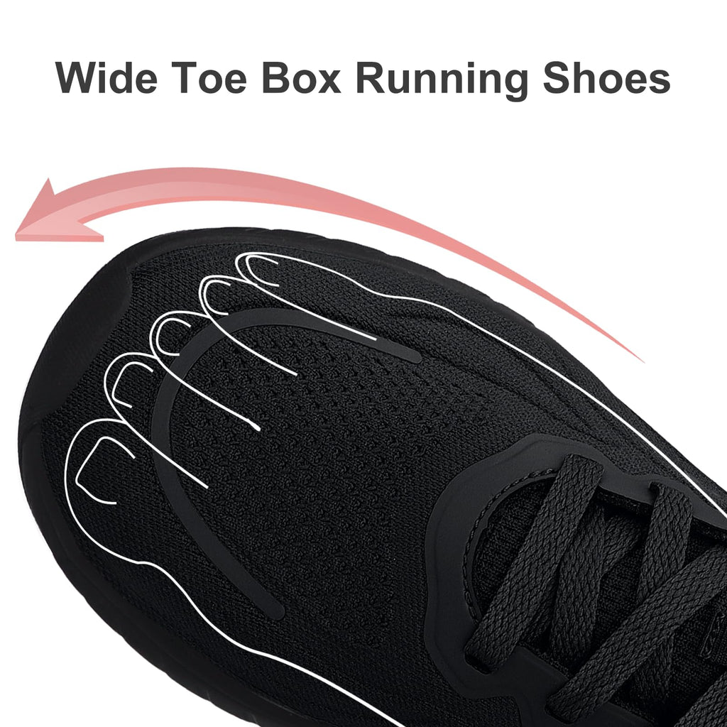 Puweco Breathable Mens Running Shoes Anti Slip Athletic Shoes for Men Lightweight Workout Sneakers for Walking Gym Fitness Jogging Sports All Black