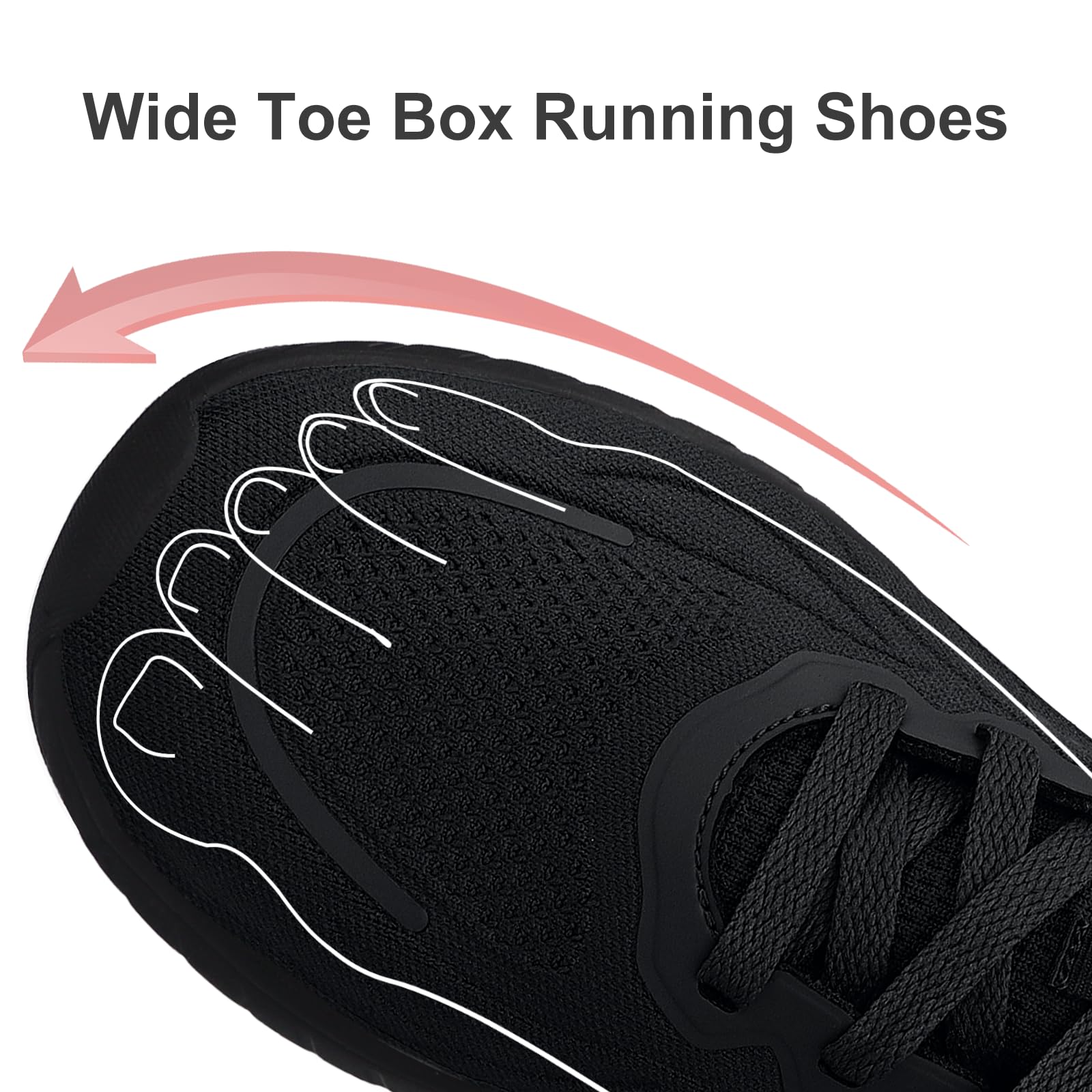 Puweco Breathable Mens Running Shoes Anti Slip Athletic Shoes for Men Lightweight Workout Sneakers for Walking Gym Fitness Jogging Sports All Black