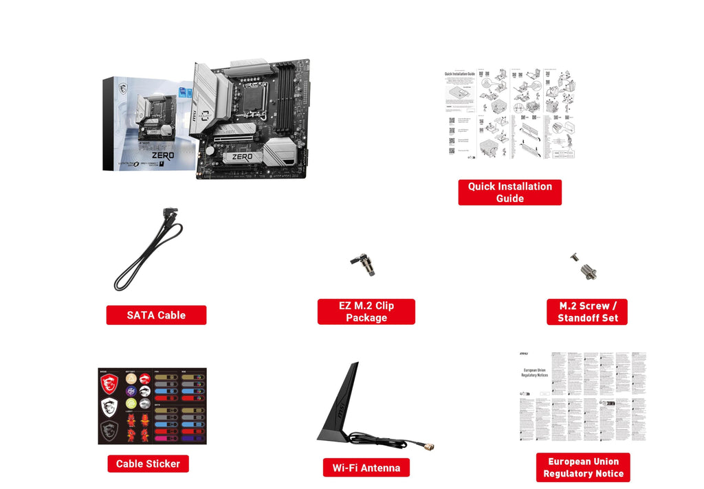 MSI B760M Project Zero Gaming Motherboard (Support 14th/13th/12th Gen Intel Processors, LGA 1700, DDR5, PCIe 5.0, M.2 Slots, 2.5Gbps LAN, USB 3.2 Gen2, HDMI/DP, Wi-Fi 6E, Bluetooth 5.3, mATX)