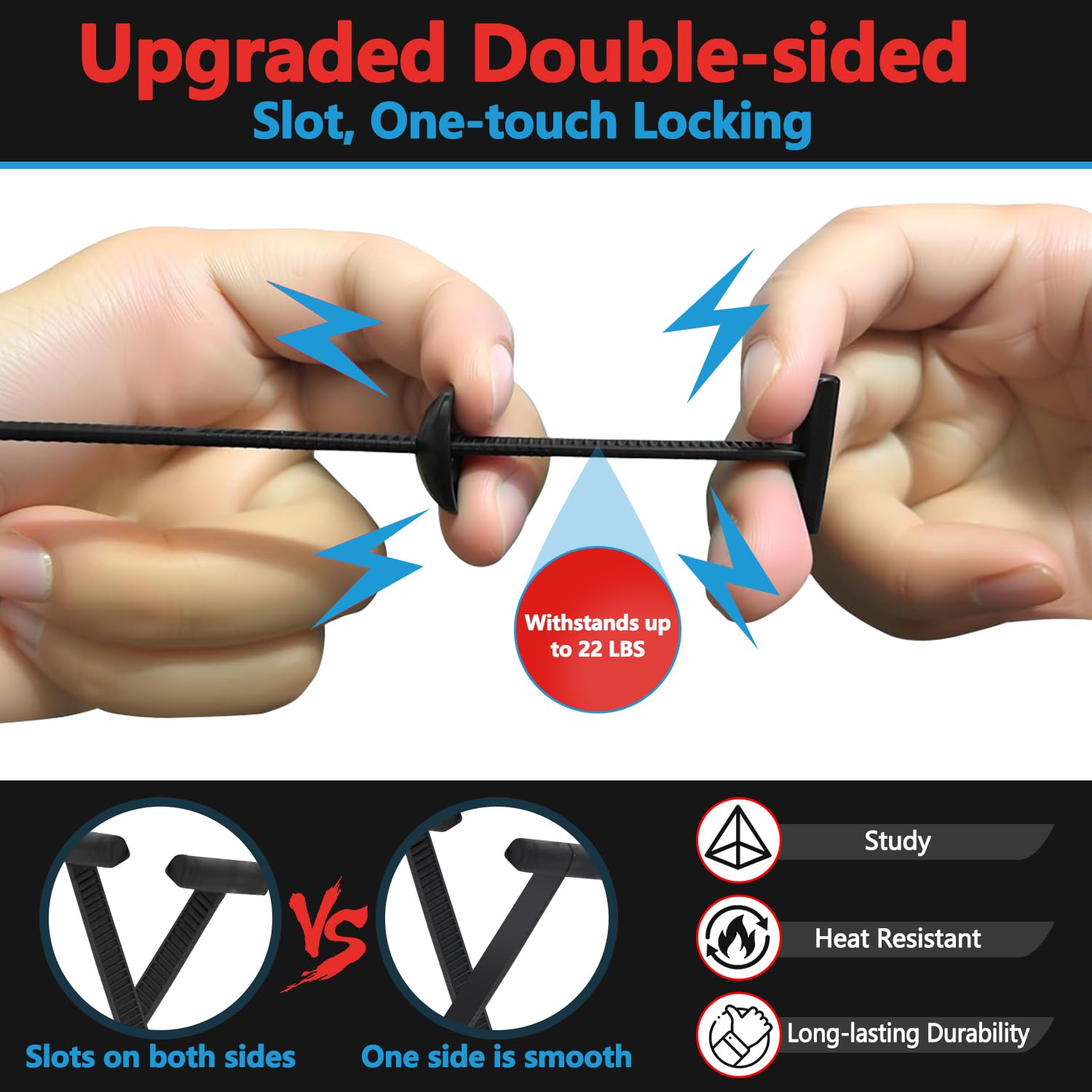 Universal Car Cable Tie Buckles, Upgrade Double-Sided Teeth Nylon PA66 Automotive Zip Clips for Car Fender, Engine Cover, Mudguard Fastener, Automotive Replacement Screw Rivets Fixing(50Pcs)