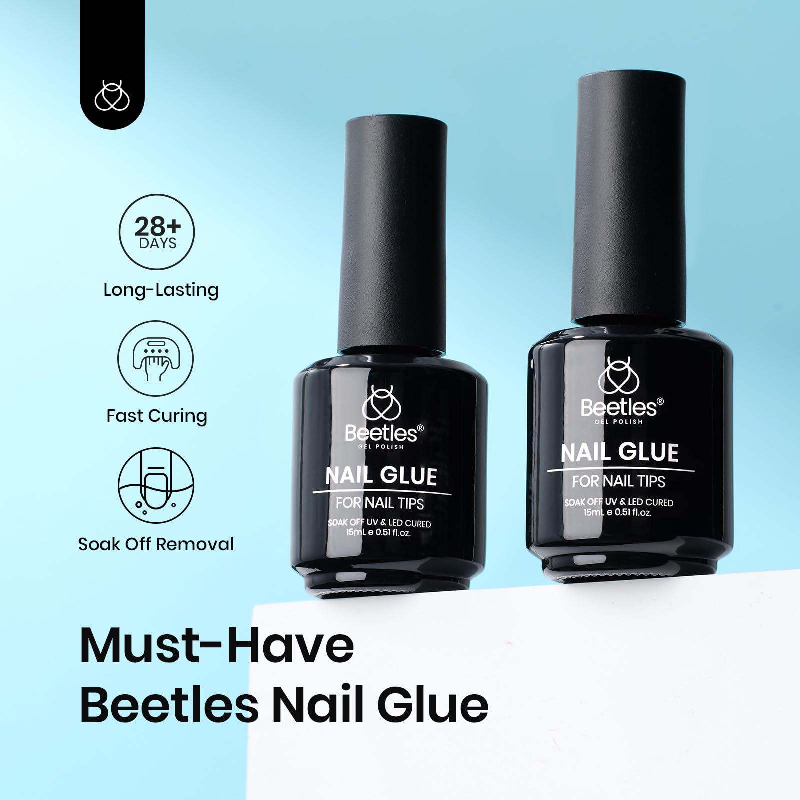 beetles Gel Polish 9 In 1 Gel Nail Glue for Clear Acrylic Nail Tips 2 Pcs 15ml Long Lasting Nail Gel Kit for False Nails Tips, Base Blooming Nail Gel, Spring Nail Art, U V Light Required