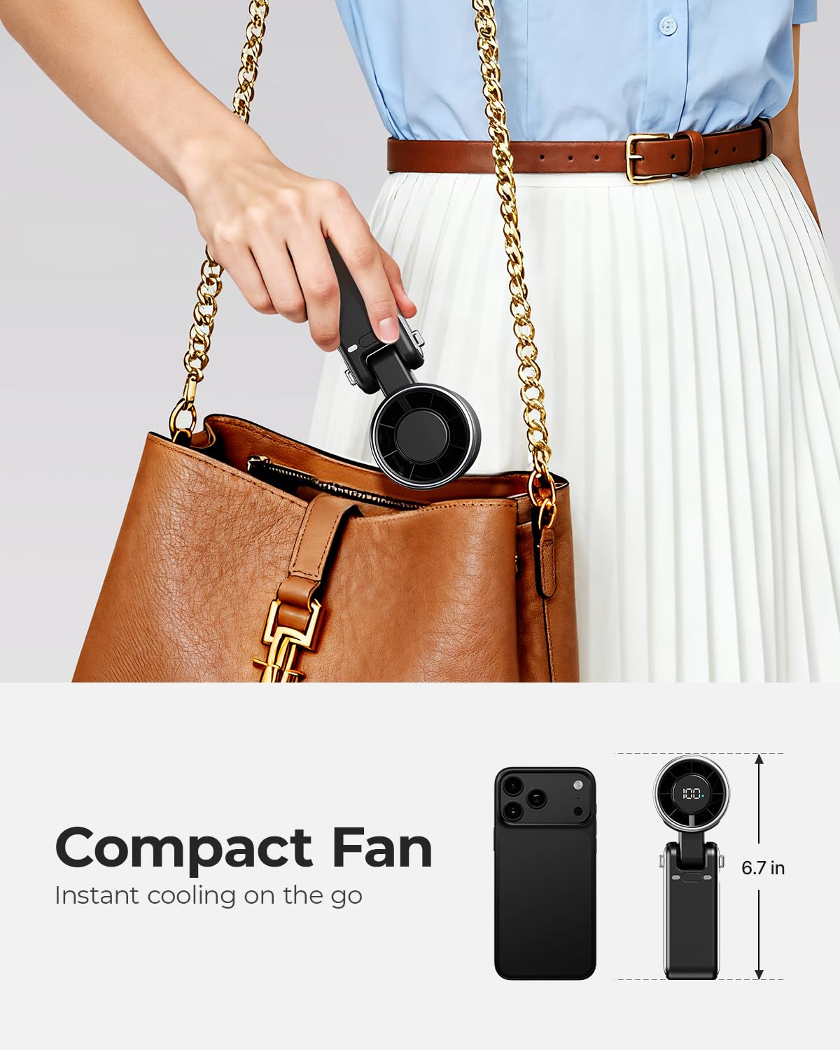 Bearwind Portable Handheld Turbo Fan - 5 Gear High Speed 4000mAh Rechargeable Mini Personal Hand Fan Blow Cold Air, Battery Operated Travel Essentials, Beach Vacation, Gifts for Women, Men (Black)