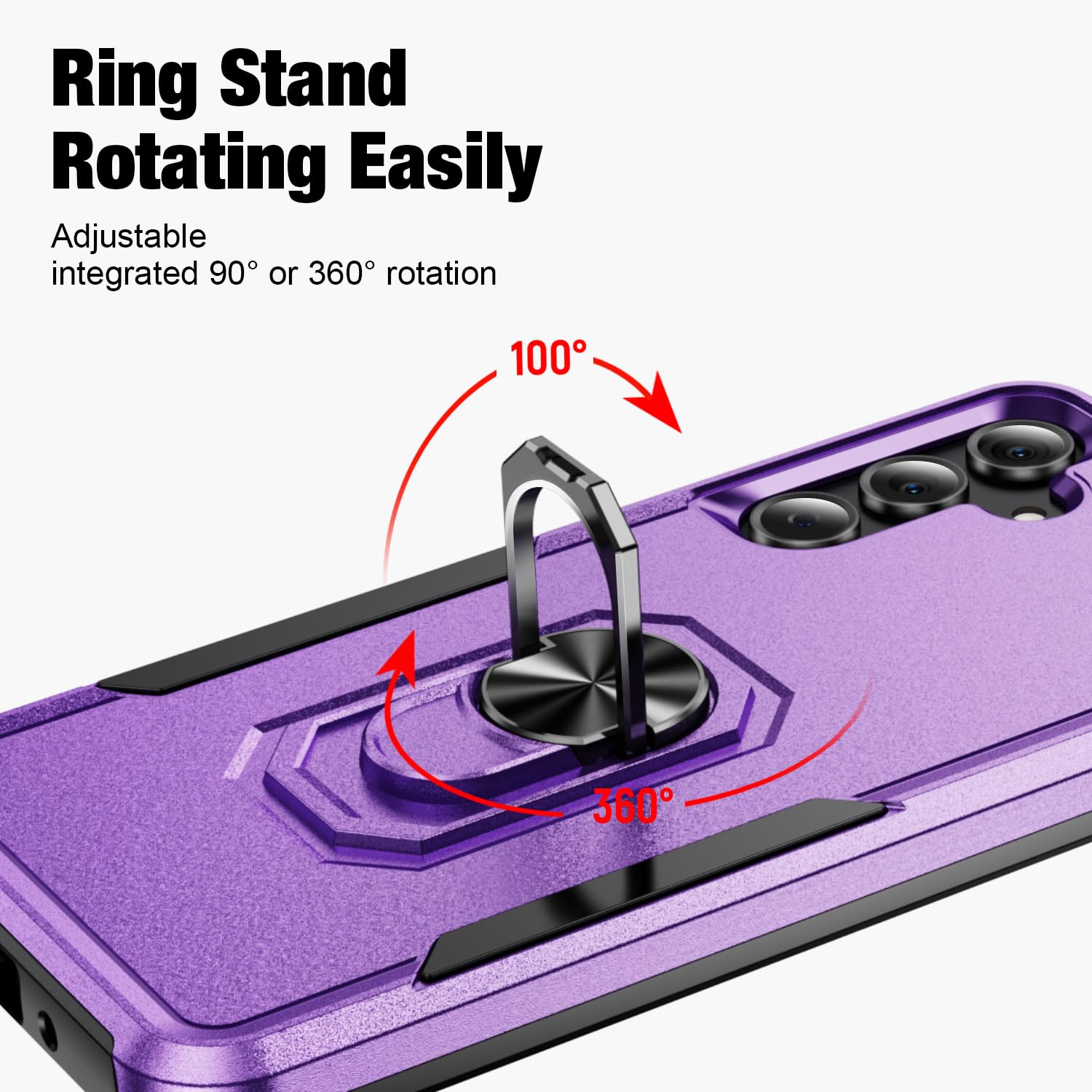 Bonkier for Samsung Galaxy A26 5G Phone Case [15 FT Military Grade Drop Protection] with 2X Tempered Glass Screen Protector, Heavy-Duty Shockproof Magnetic Kickstand Case for Galaxy A26 5G (Purple)