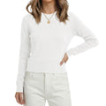 LaGracia Long Sleeve Sweaters for Women Wool Blend Crew Neck Pullover Knit Crop Tops Spring Trendy Outfits 2026 White S