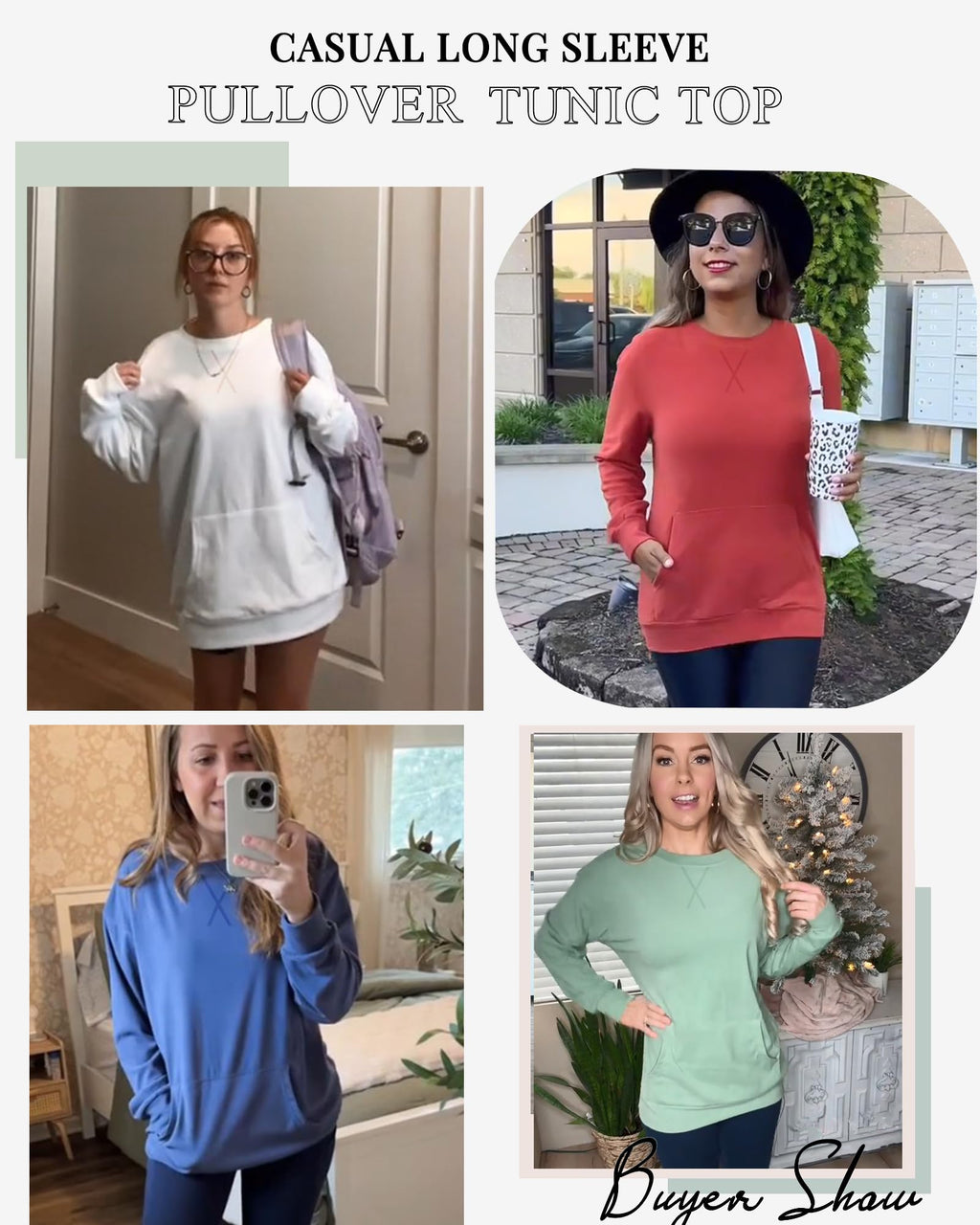 AUSELILY Women’s Crewneck Hoodless Sweatshirt Oversized Long Sleeve Pullover Tops with Pockets 2025 New X Decoration Coffee Brown Medium