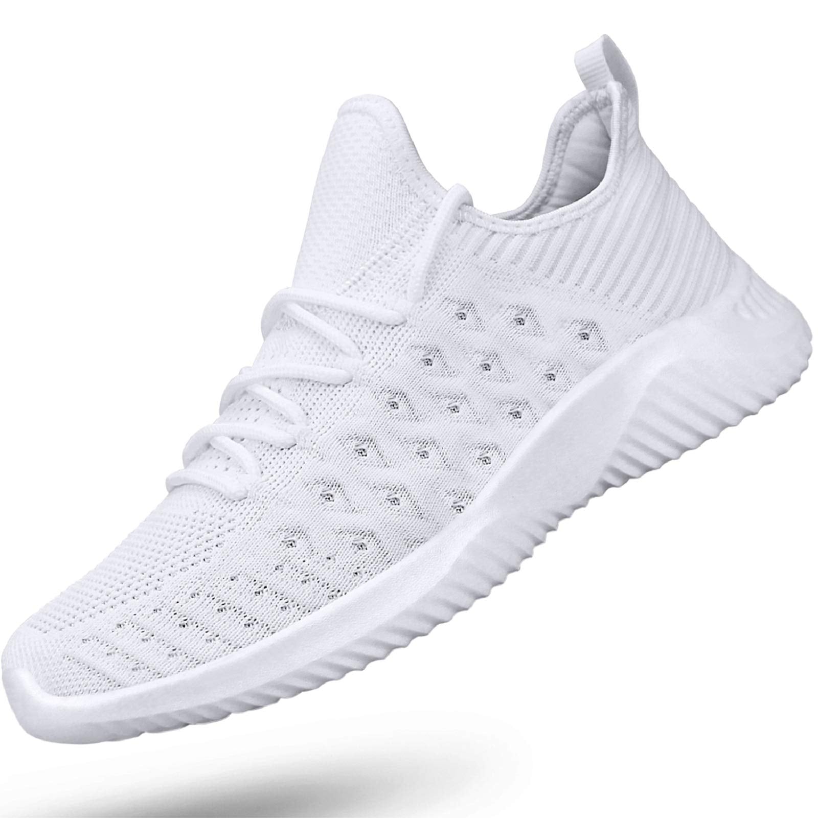 Feethit Mens Slip On Walking Shoes Lightweight Breathable Non Slip Running Shoes Comfortable Fashion Sneakers for Men White Size 9