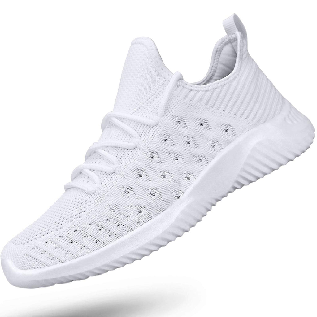 Feethit Mens Slip On Walking Shoes Lightweight Breathable Non Slip Running Shoes Comfortable Fashion Sneakers for Men White Size 9.5