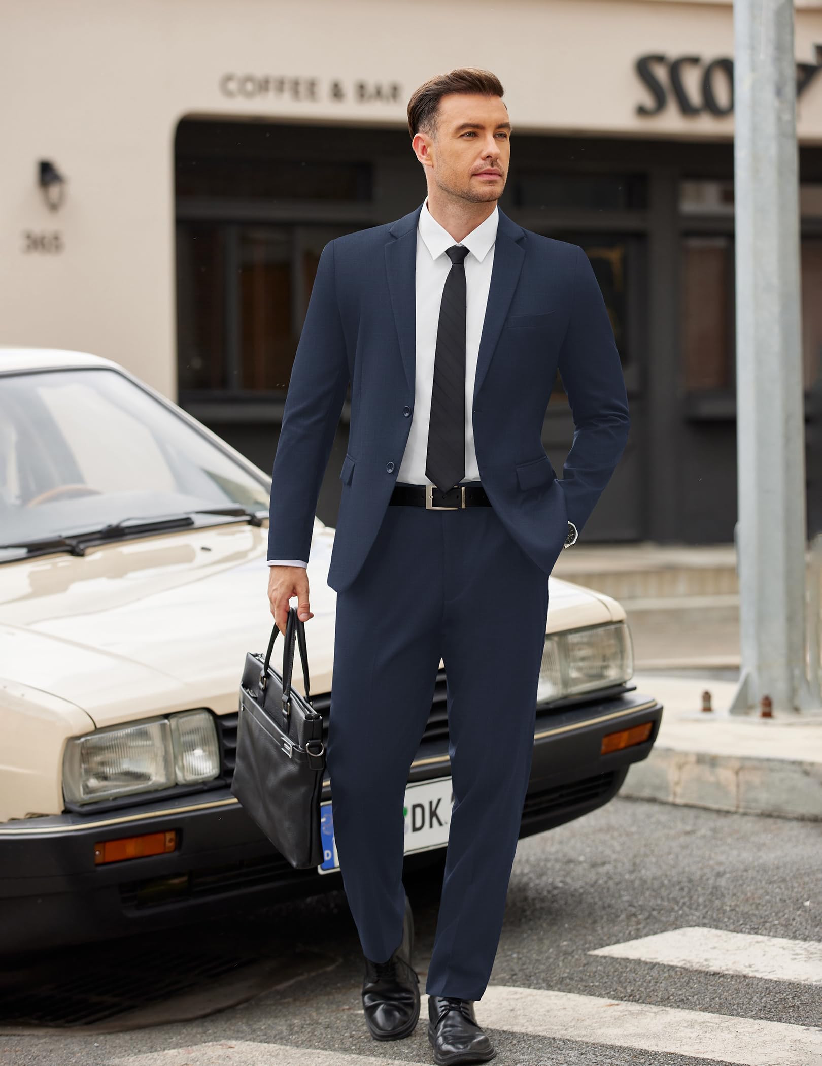 COOFANDY Mens 2 Piece Suit Slim Fit 2 Button Formal Jacket Suits Pants Set for Wedding Business Prom