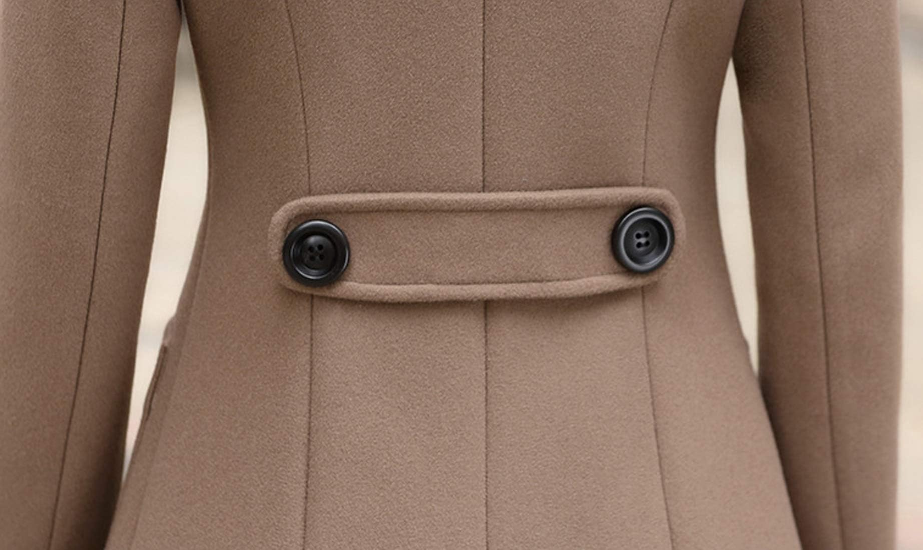 chouyatou Women Elegant Notched Collar Double Breasted Wool Blend Over Coat (Medium, Khaki)