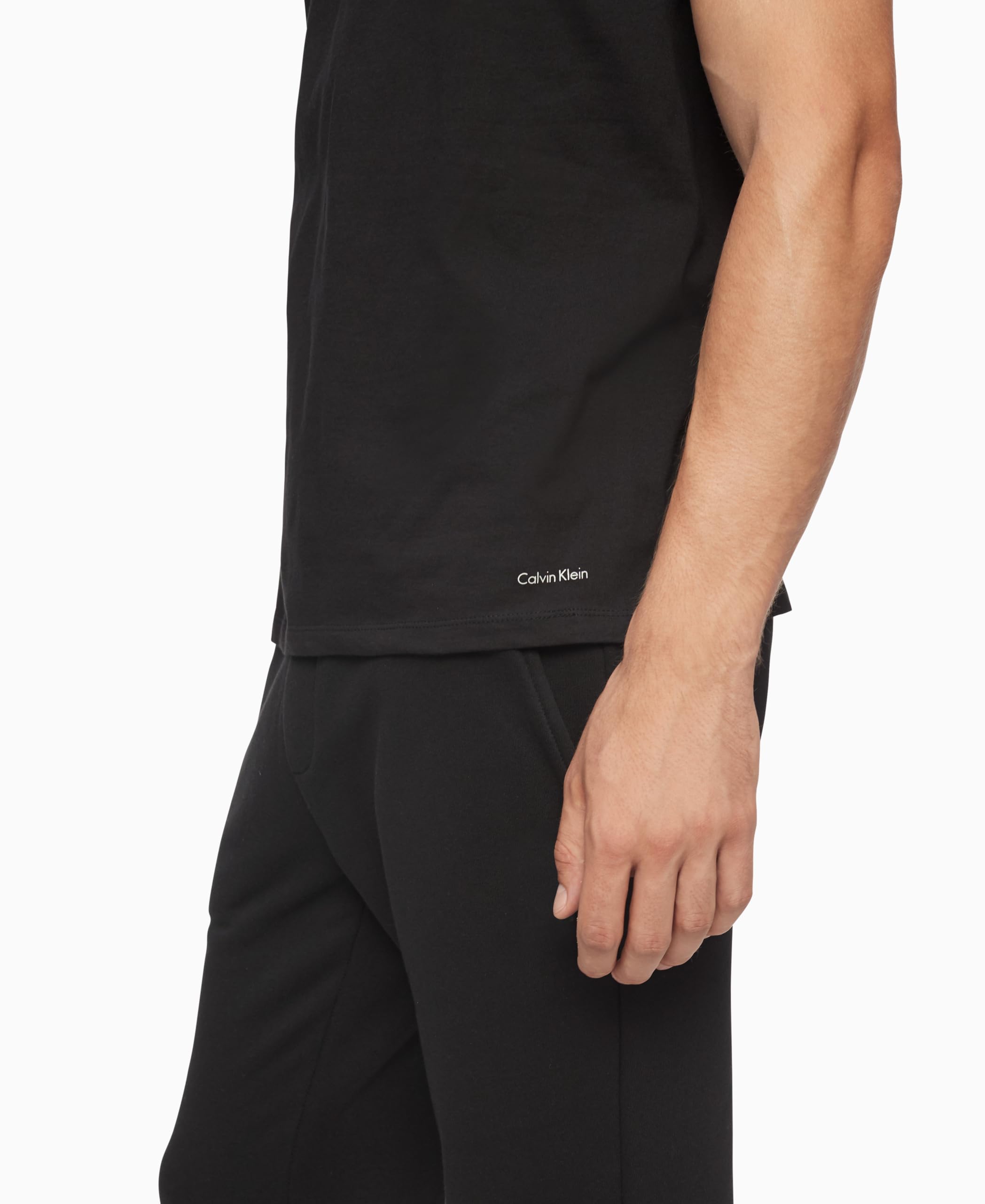 Calvin Klein Mens 100% Cotton T-Shirt Packs 5 Black - Short Sleeve Crewneck S