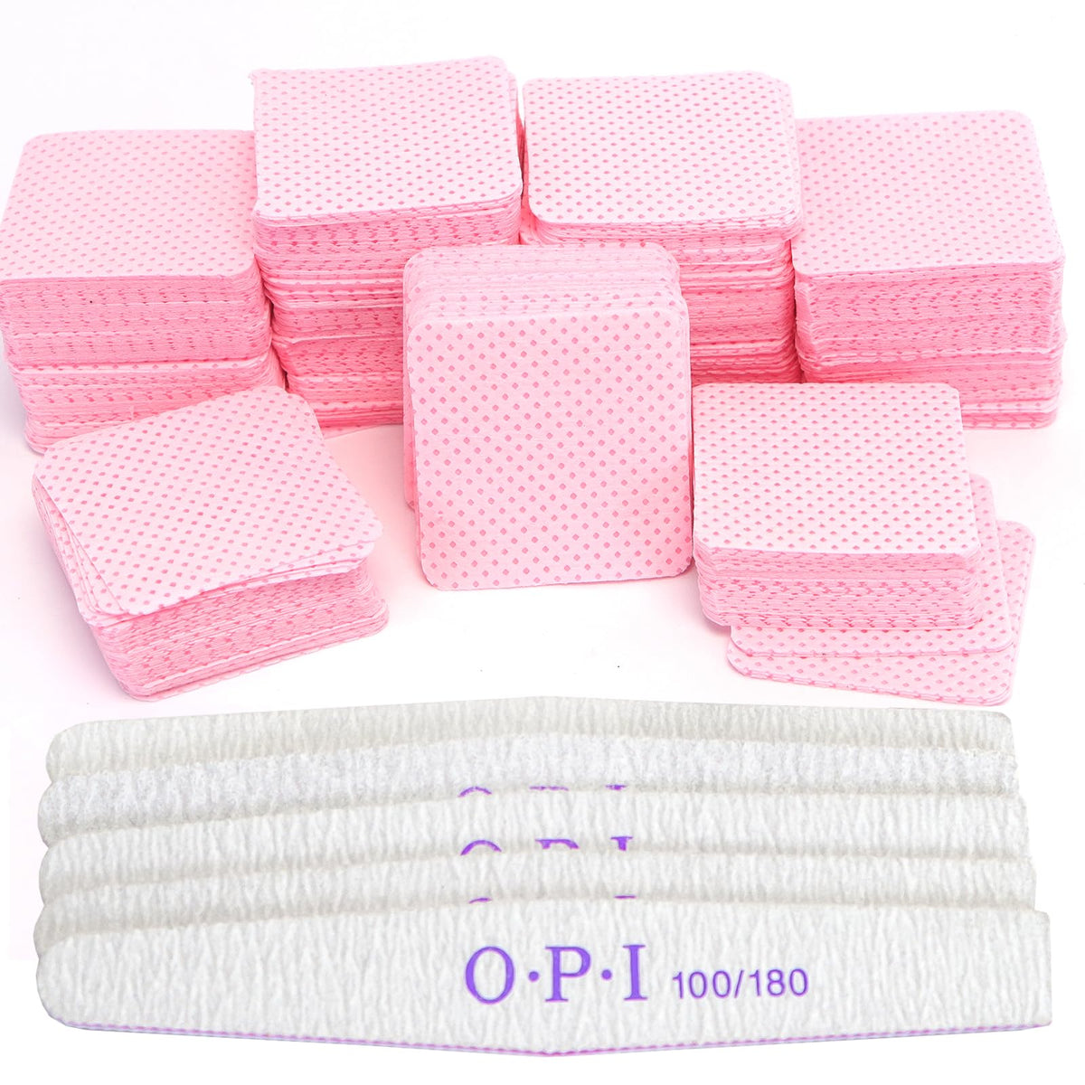 600 Pcs Lint Free Wipes for Nails, Nail Wipes Pads with 5 Pcs Nail Files, Nail Art Acrylic Gel Remover Wipes, Lint Free Polish Pads for Nail, Eyelash, Nail Art