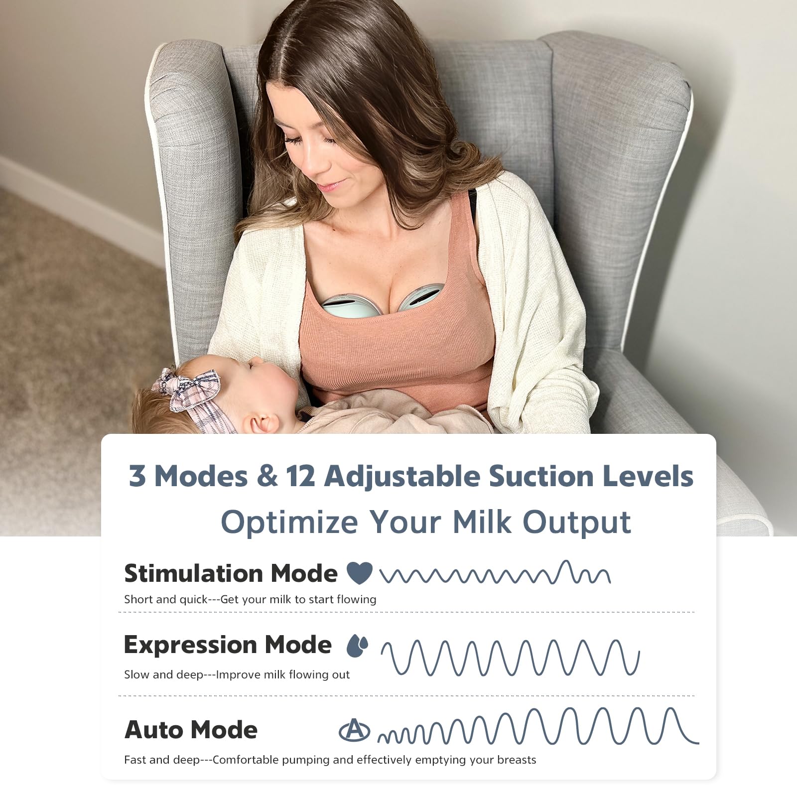 MomMed Wearable Breast Pump (Model S21) – Double Electric Hands-Free Breast Pump, Leak-Proof Design, 3 Modes (Stimulation, Expression, Auto) & 12 Vacuum Levels, Portable and Quiet, Green, 2 Pack